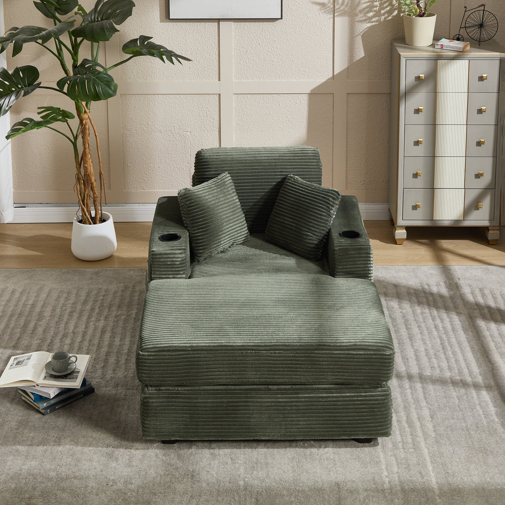 Corduroy Upholstered Chaise Lounge Sofa