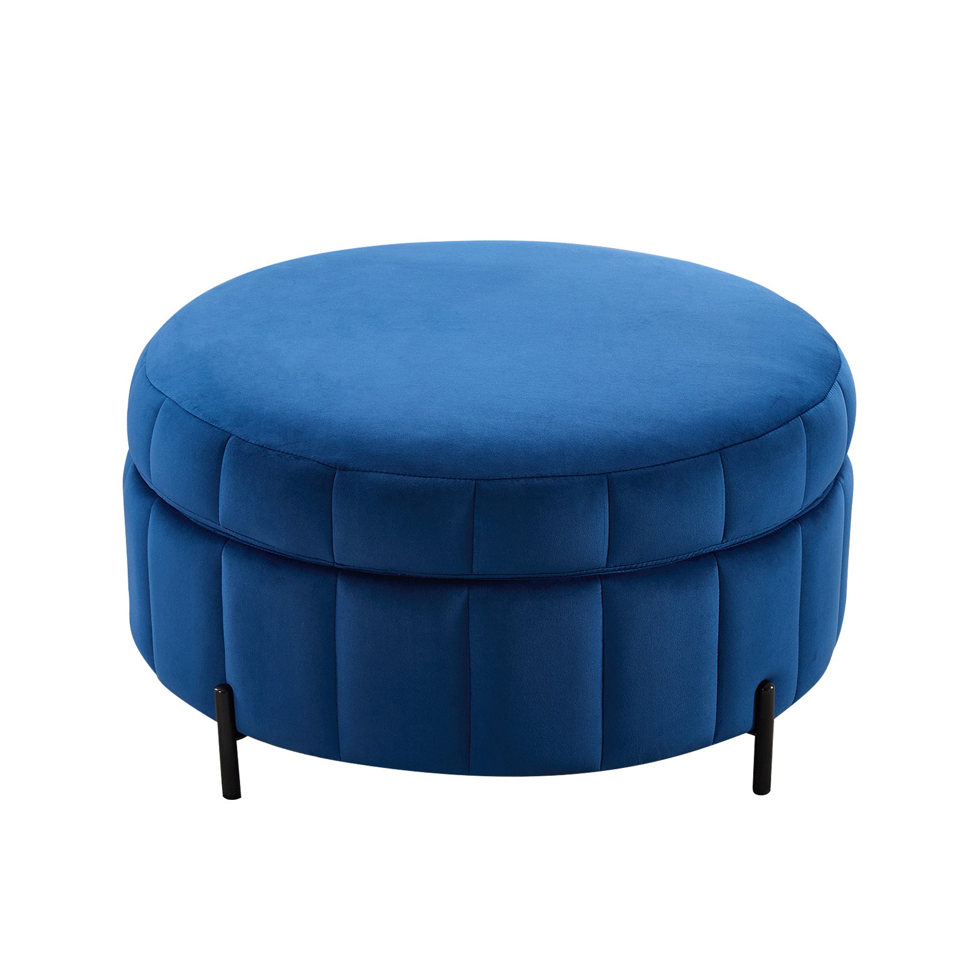 31.5'W Upholstered Round Ottoman with Reversible Lid