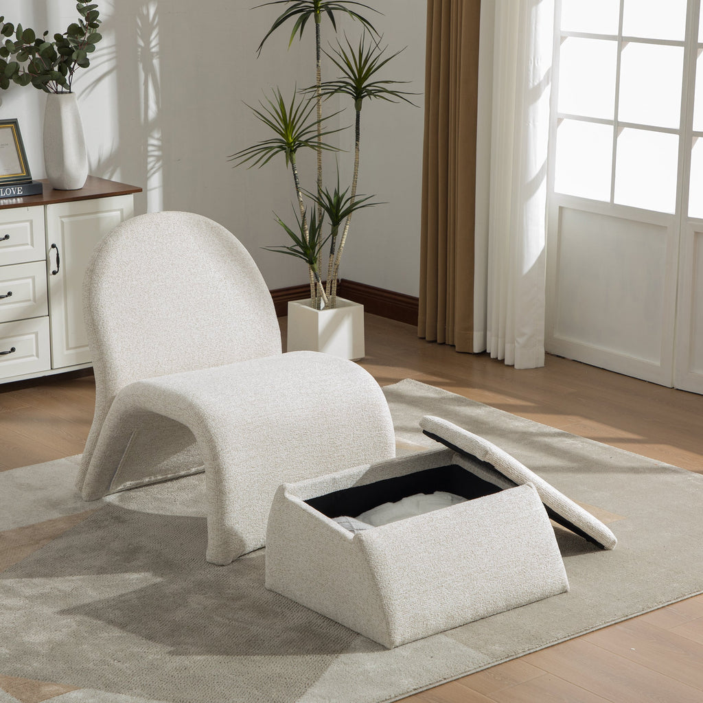 24.8 ' Wide Modern Upholstered Armless Chair with Storage Ottoman