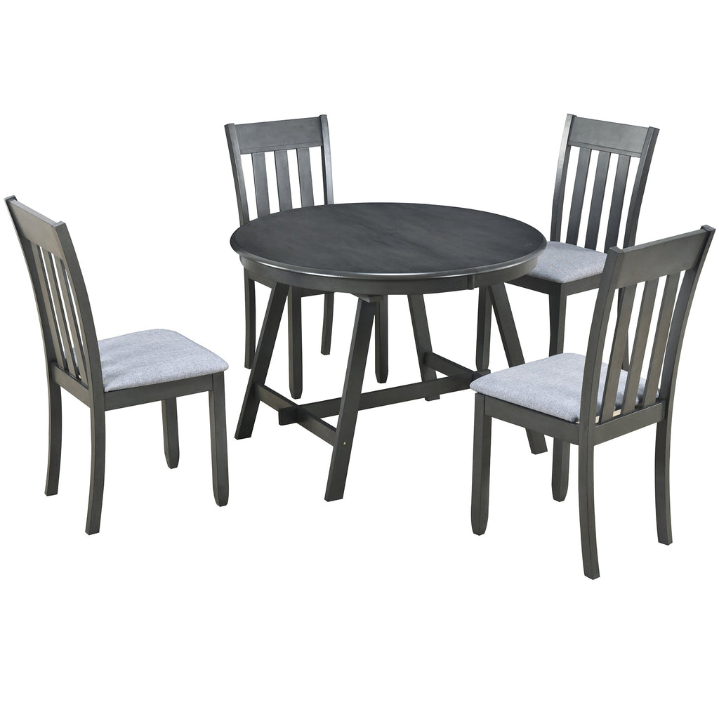 Modern Farmhouse 5-Piece Wood Dining Table Set