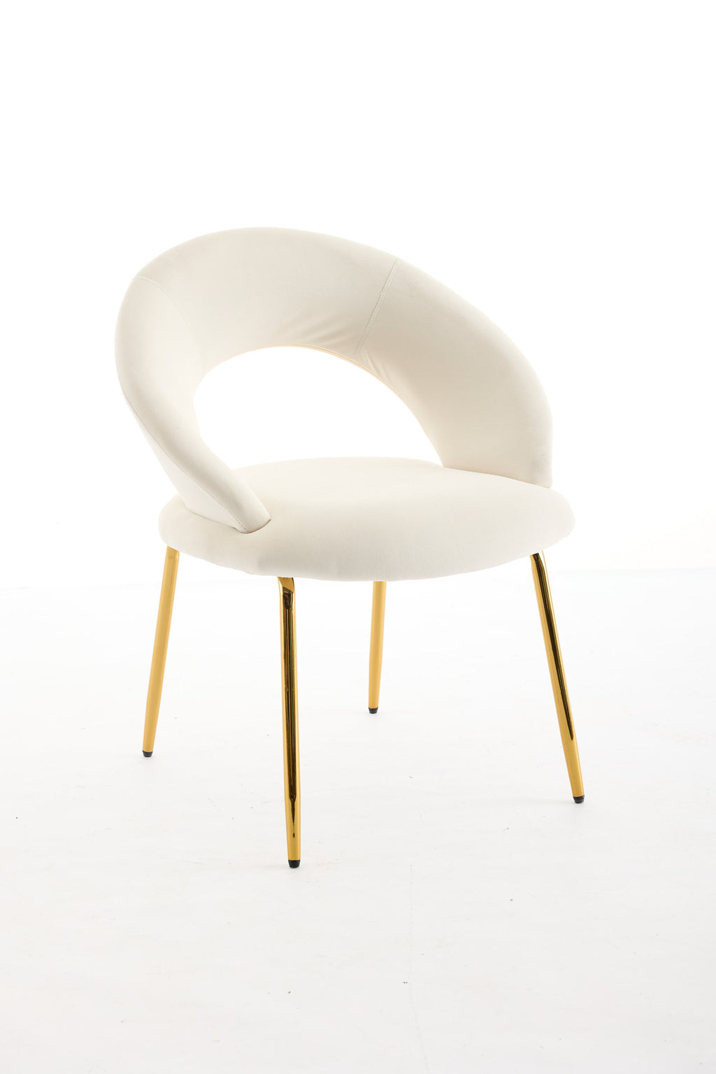 Velvet/Teddy Fabric Dining Chairs with Curved Backrest