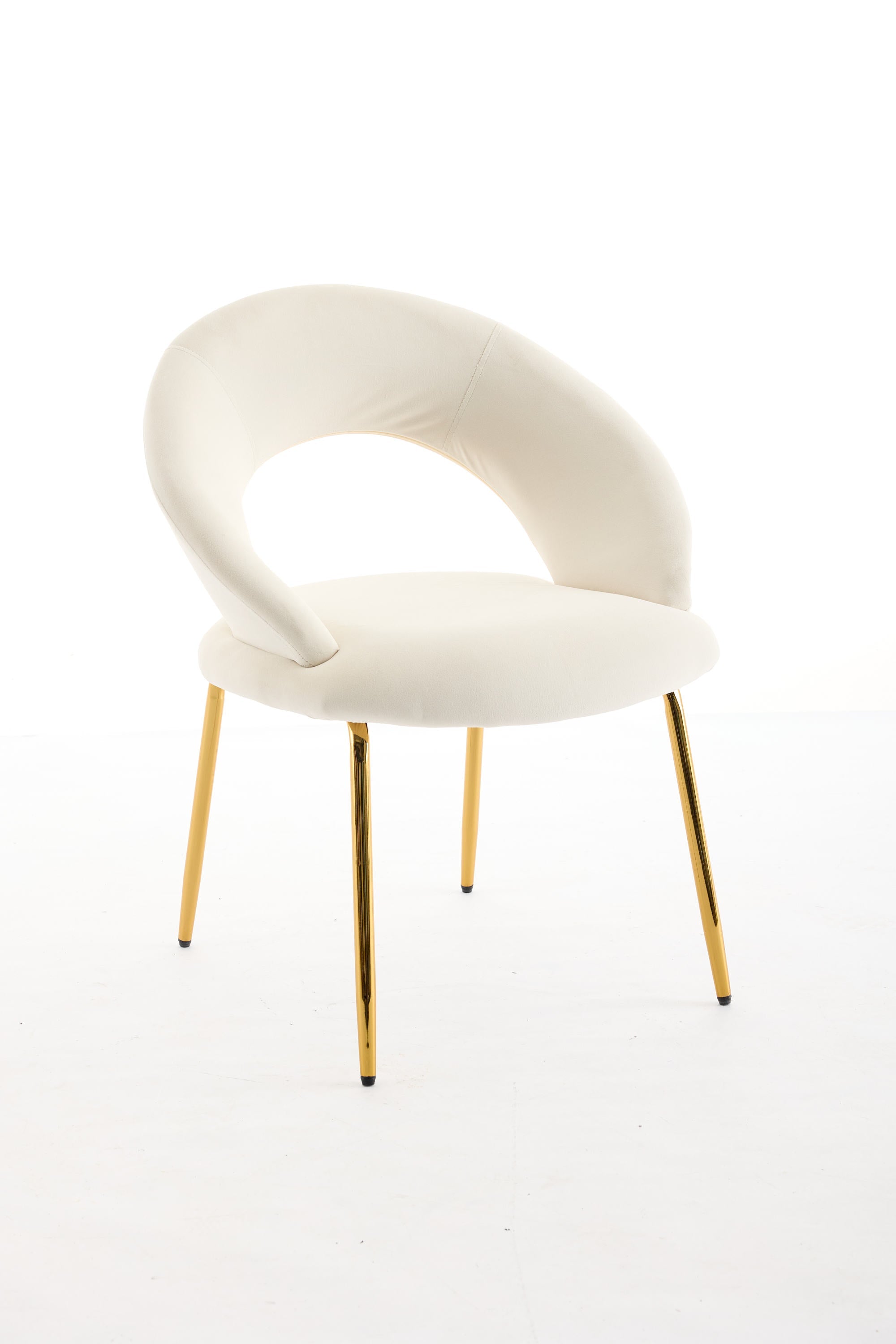 Velvet/Teddy Fabric Dining Chairs with Curved Backrest