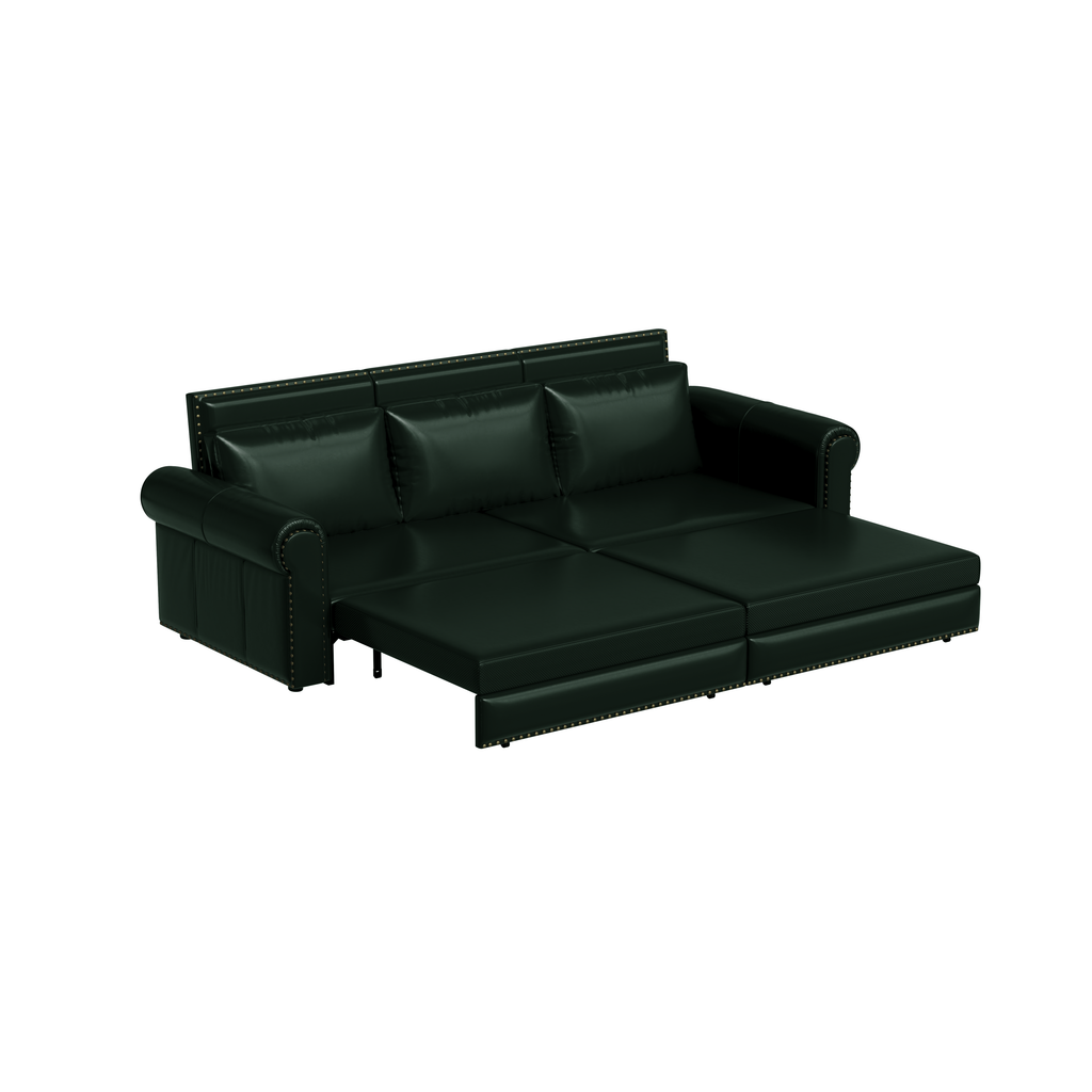 3-in-1 Faux Leather Convertible Sleeper Sofa Bed