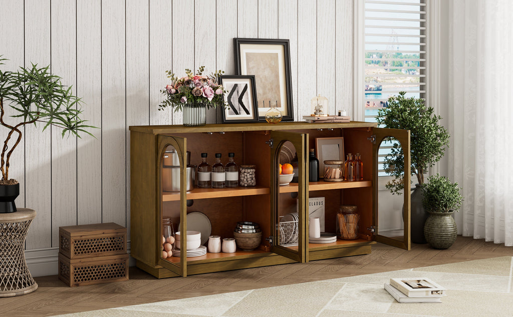 4-Door Large Arched Buffet  Storage Cabinet
