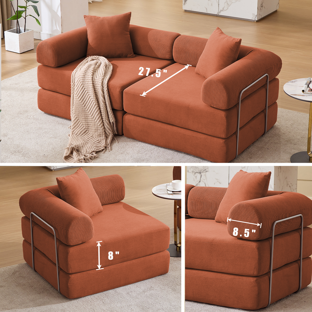 2 Seat Convertible Couch Folding Mattress Couch Sofa Bed