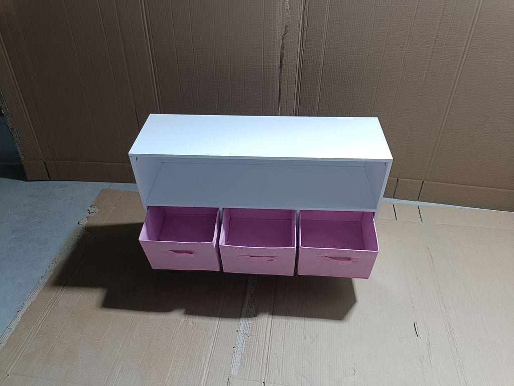 Children's Book Display Kids Bookcase with 3 Fabric Bins