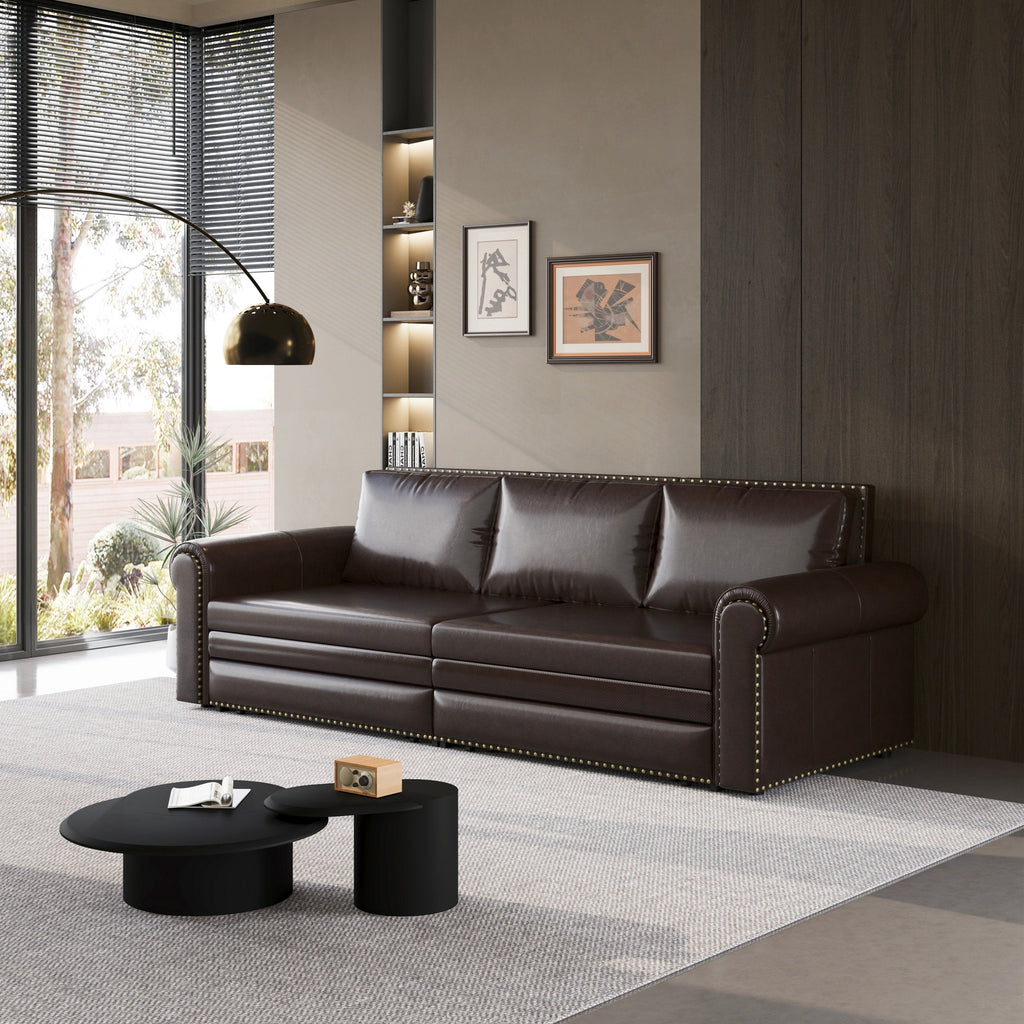 3-in-1 Faux Leather Convertible Sleeper Sofa Bed