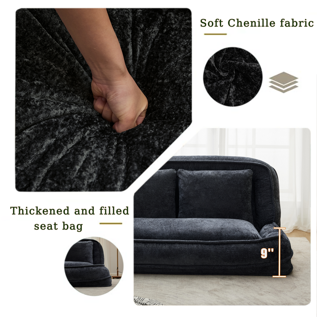 2-in-1 Extra Large Chenille Floor Couch Loveseat for Humans & Dogs