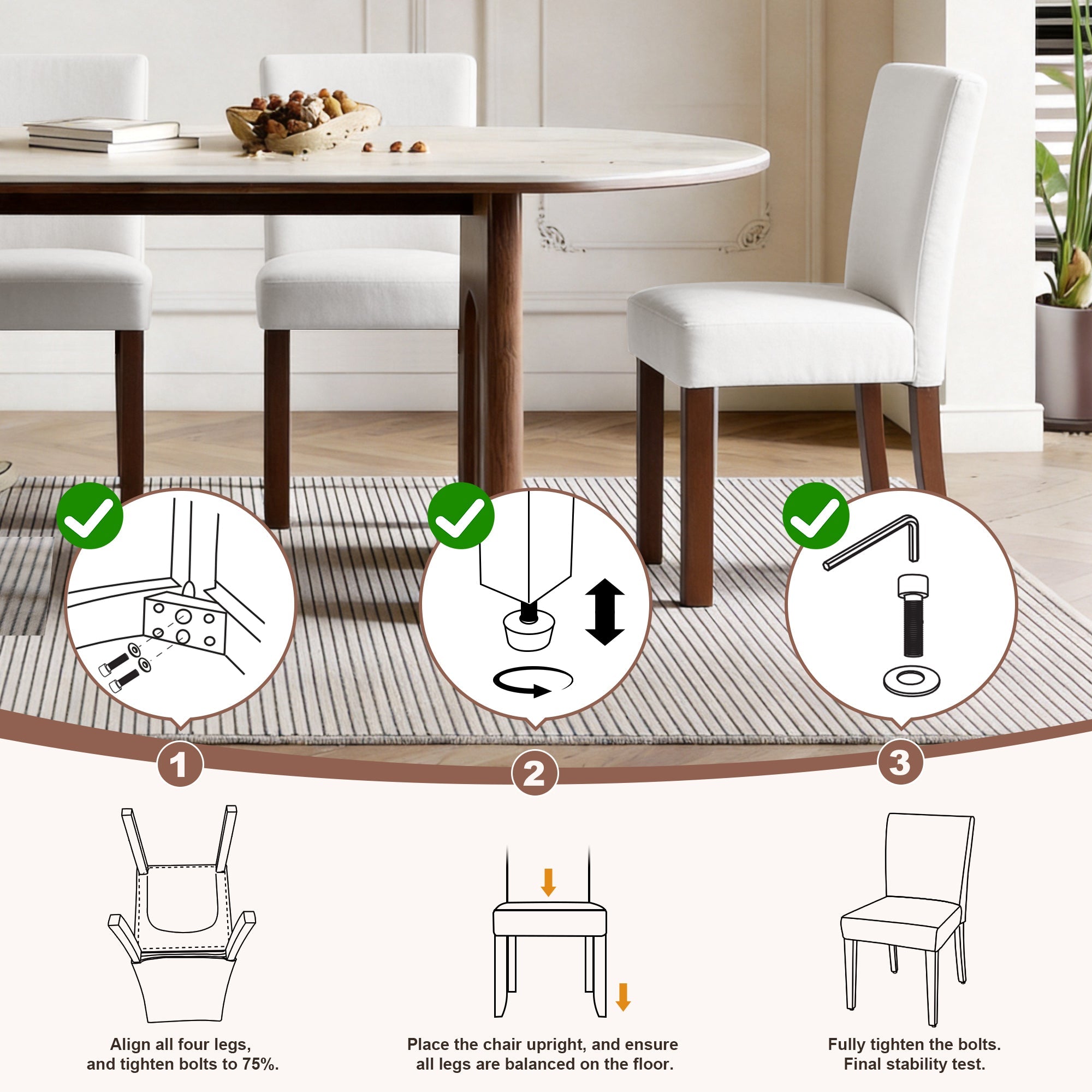 Firmoz Modern High-Back Dining Chairs with Rubberwood Legs