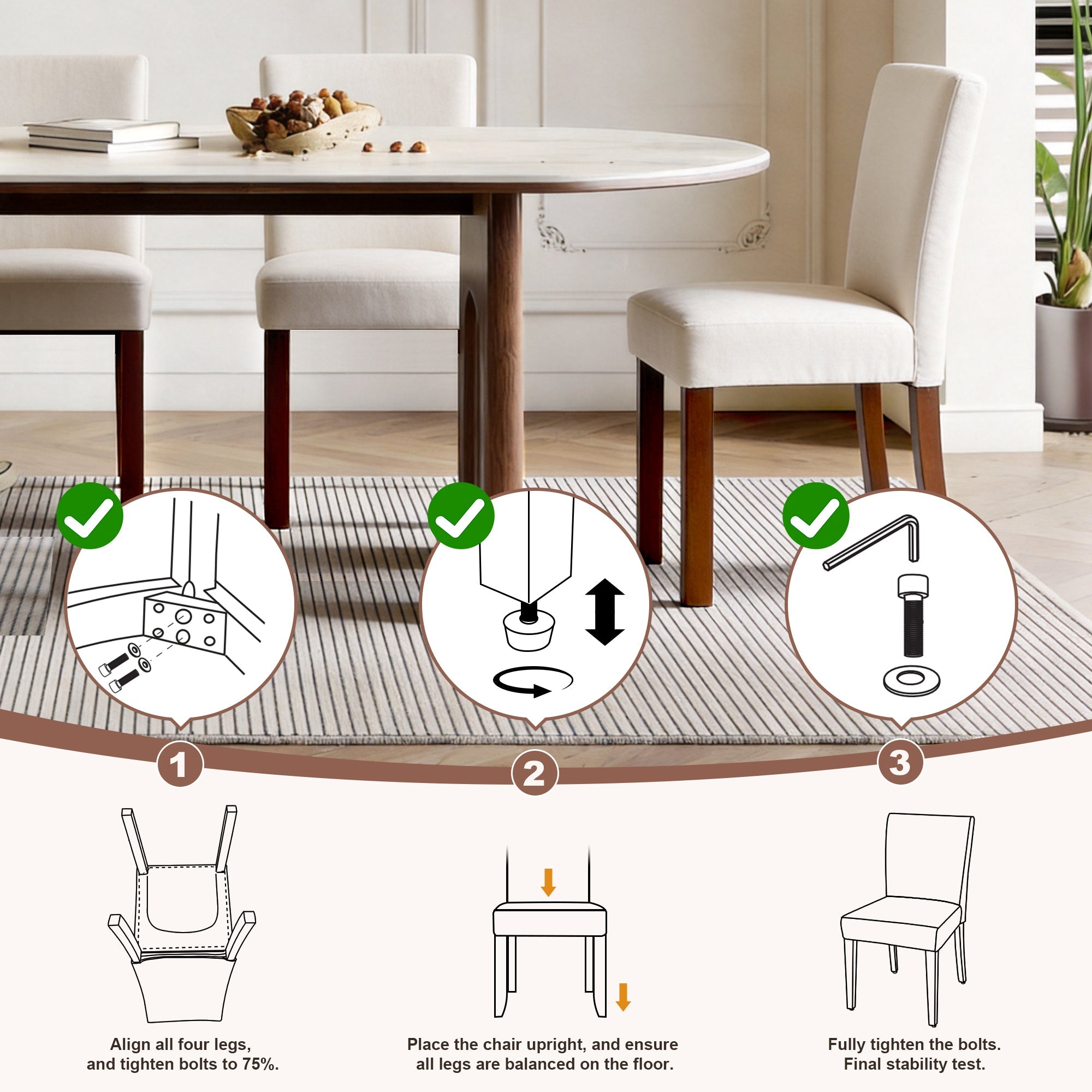 Firmoz Modern High-Back Dining Chairs with Rubberwood Legs