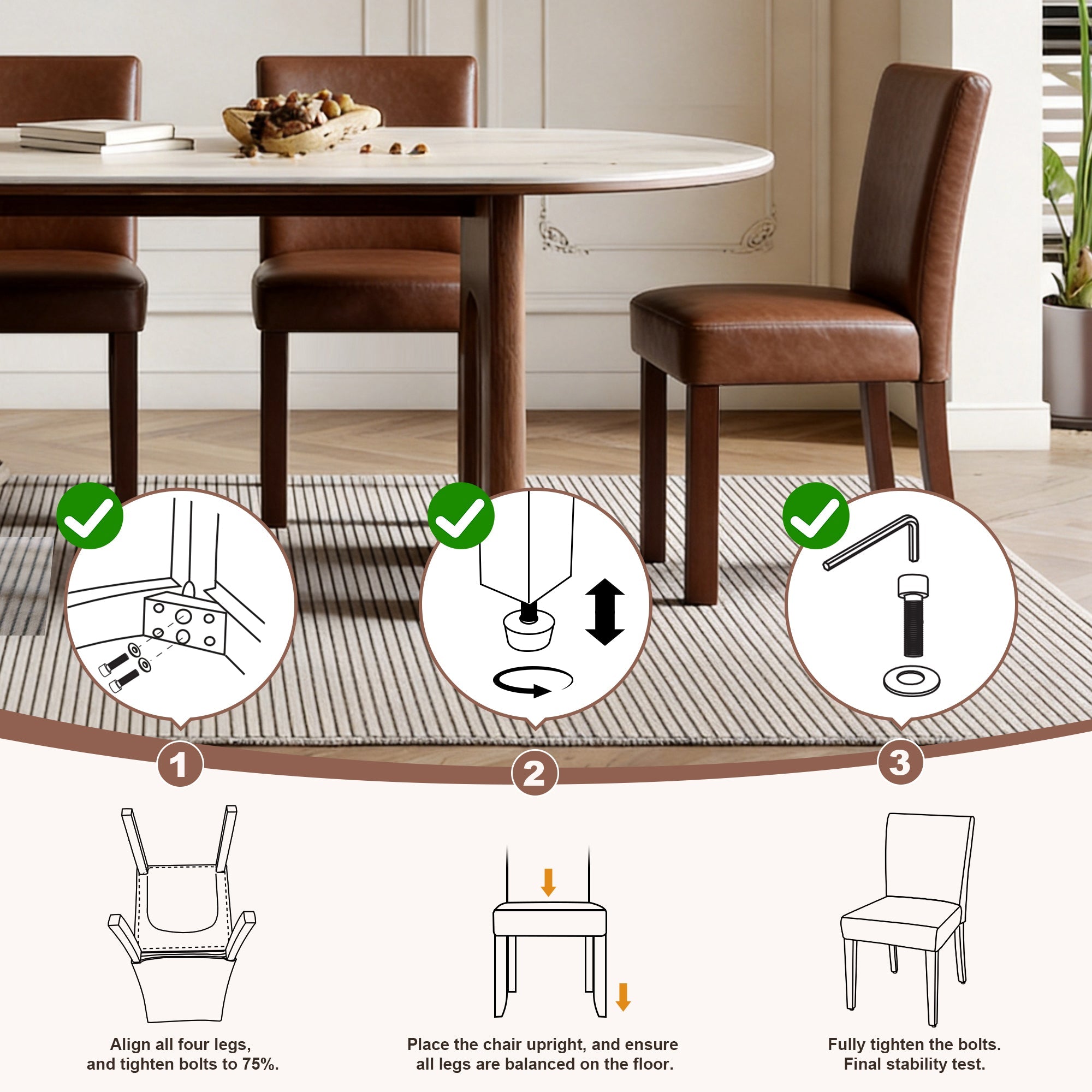 Firmoz Modern High-Back Dining Chairs with Rubberwood Legs