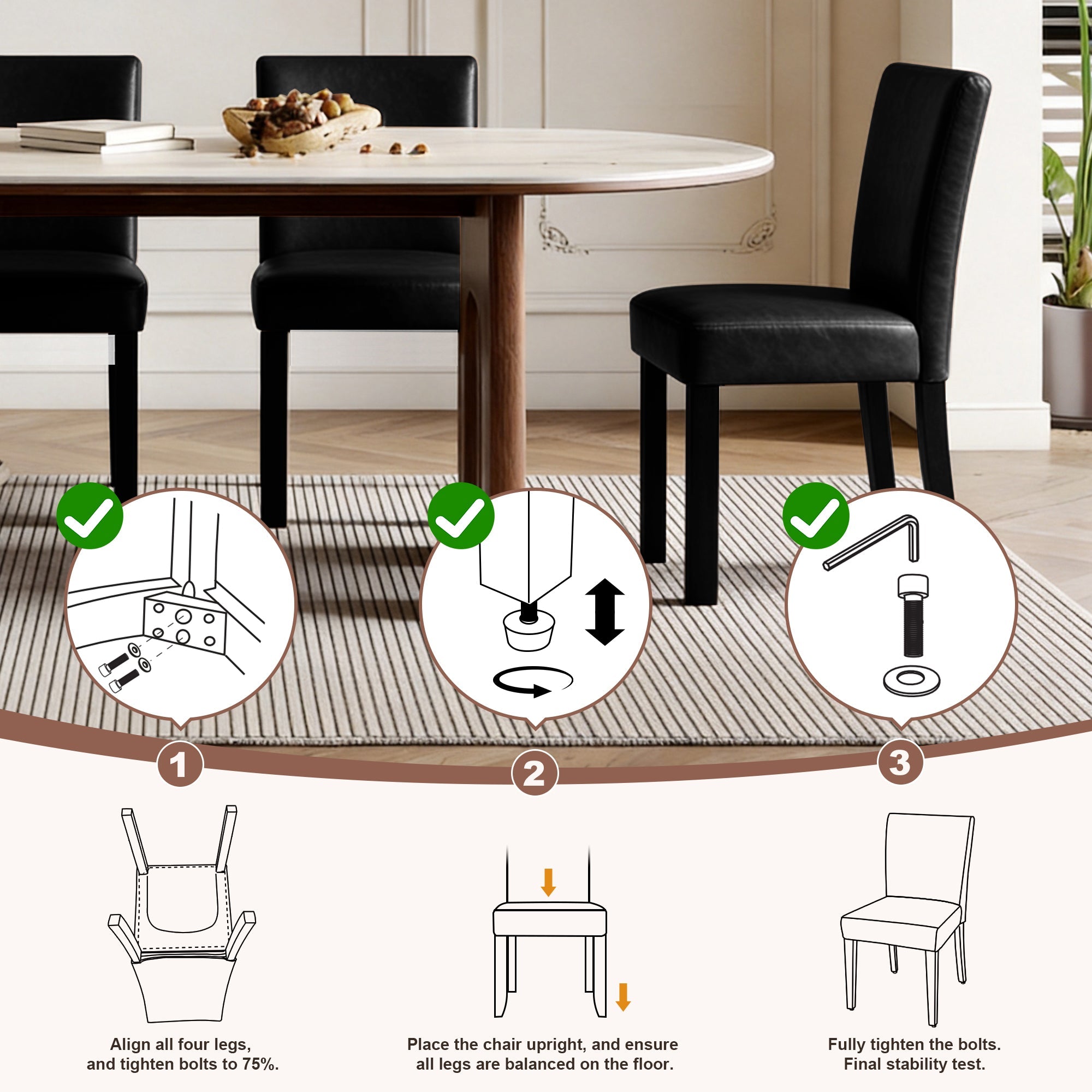 Firmoz Modern High-Back Dining Chairs with Rubberwood Legs