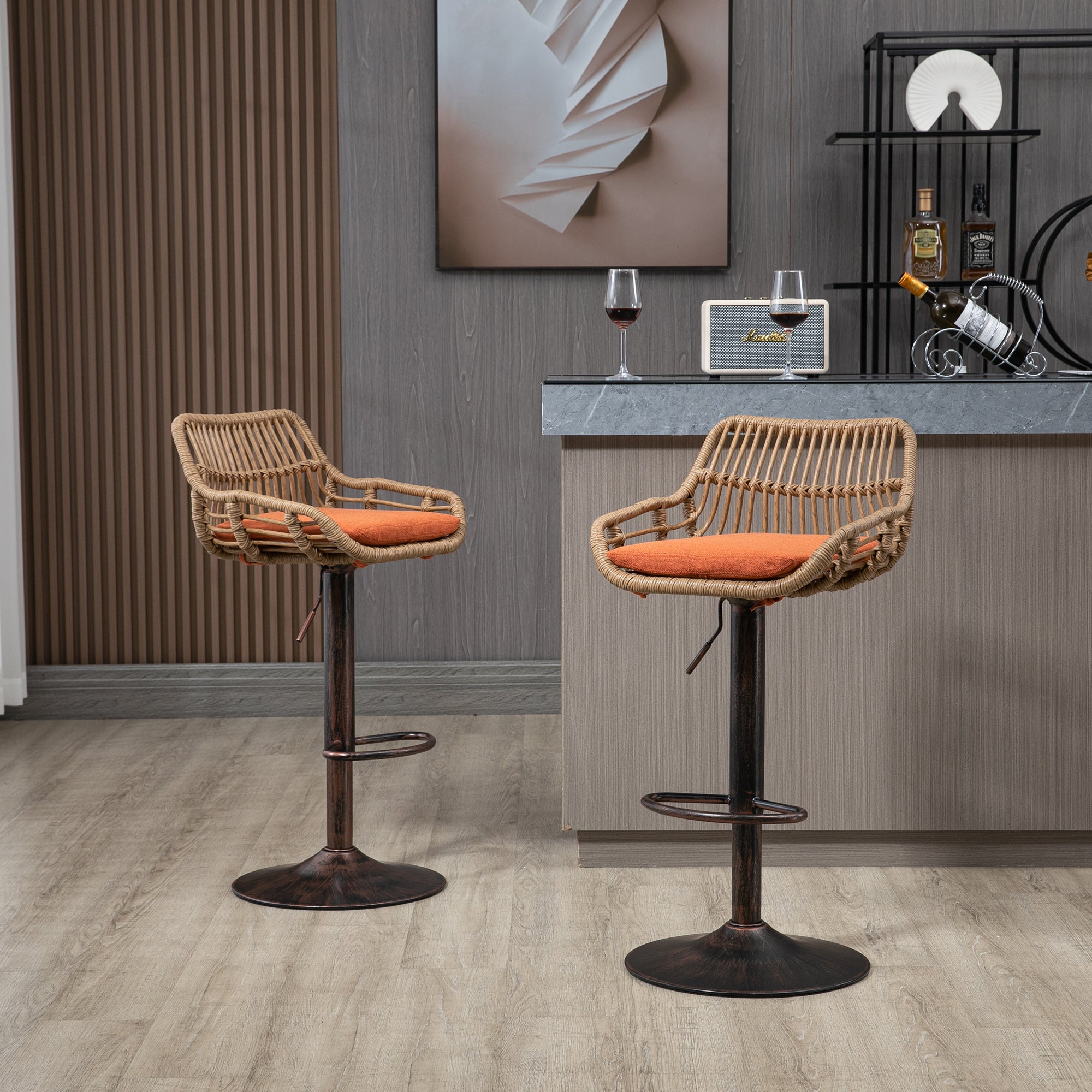 Modern Swivel Bar Stools (Set of 2)