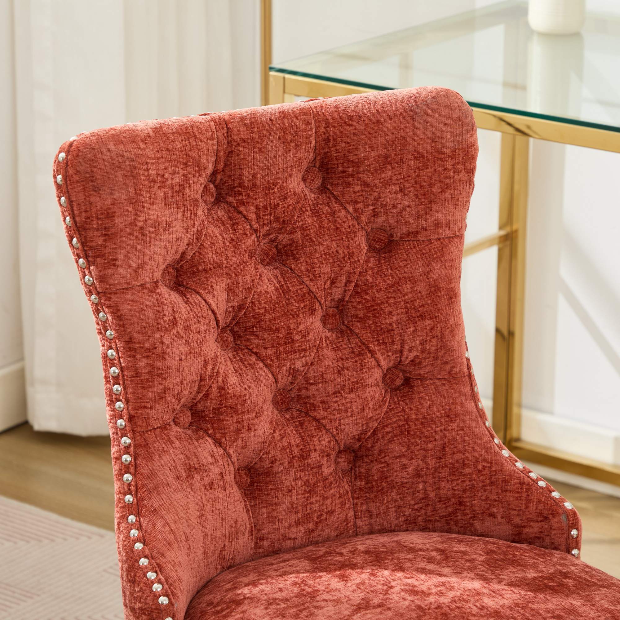 Modern Chenille Upholstered Tufted Button Home Office Chair