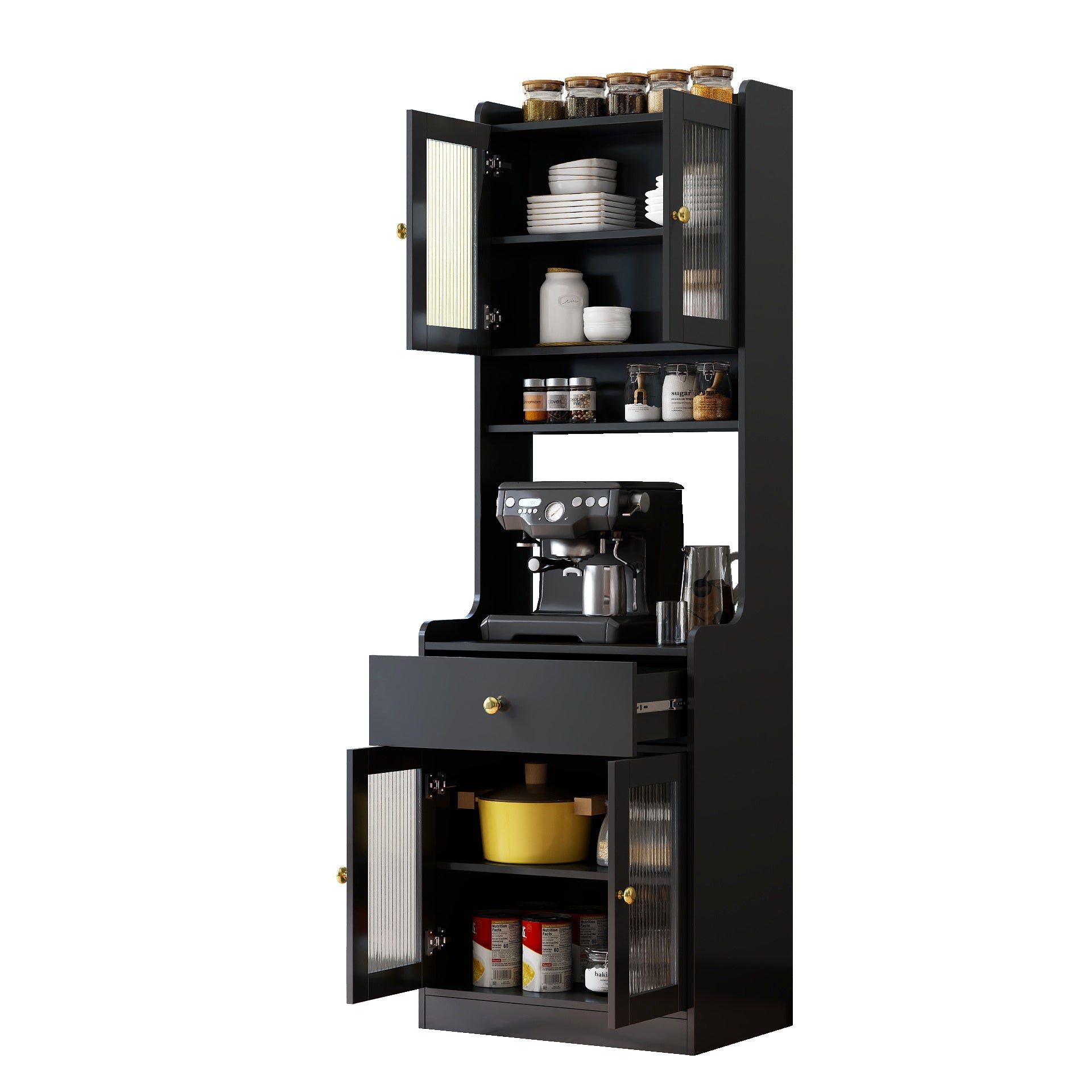 Farmhouse Kitchen Hutch Buffet Cabinet with Microwave Stand