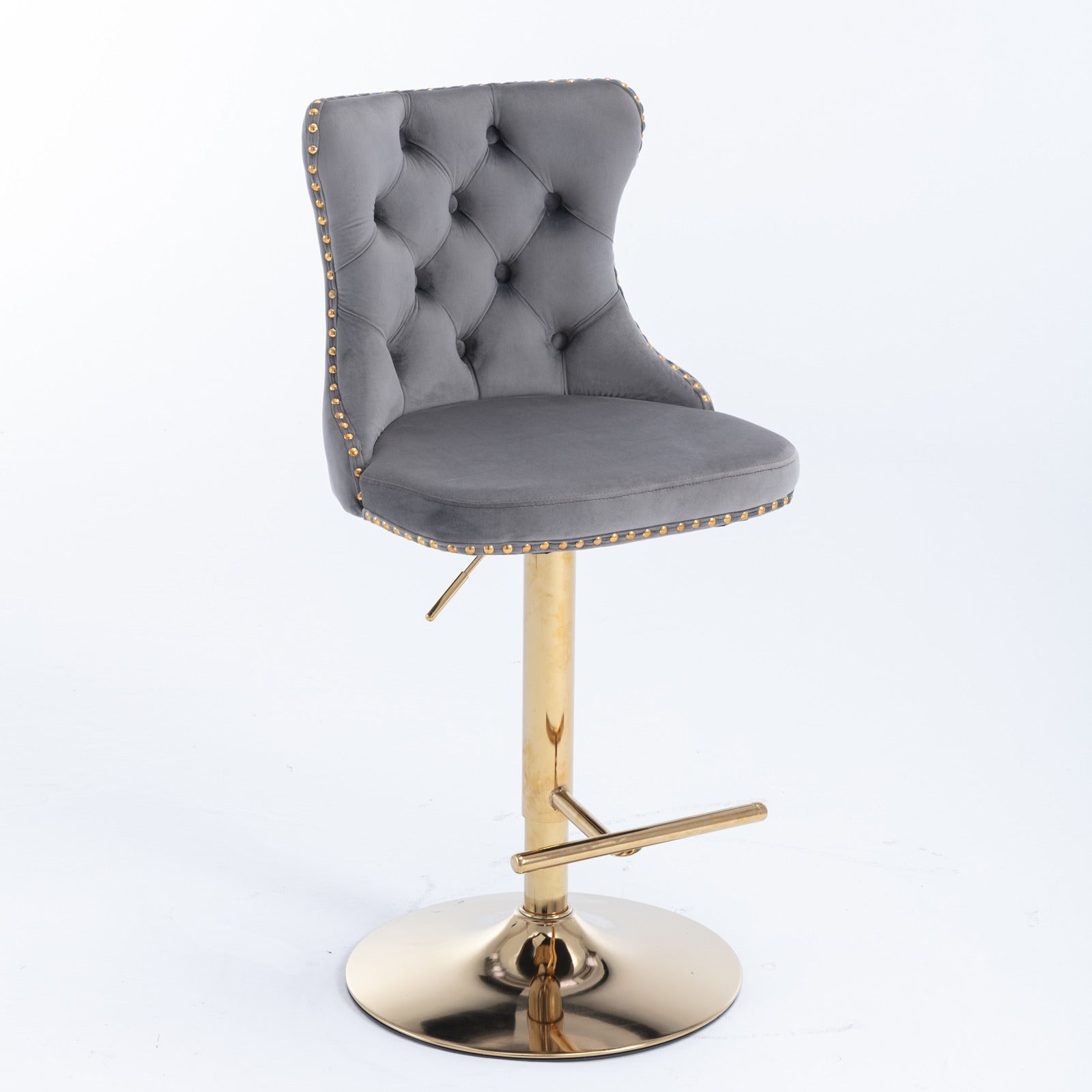 Modern Golden Swivel Velvet Barstools（Set of 2）