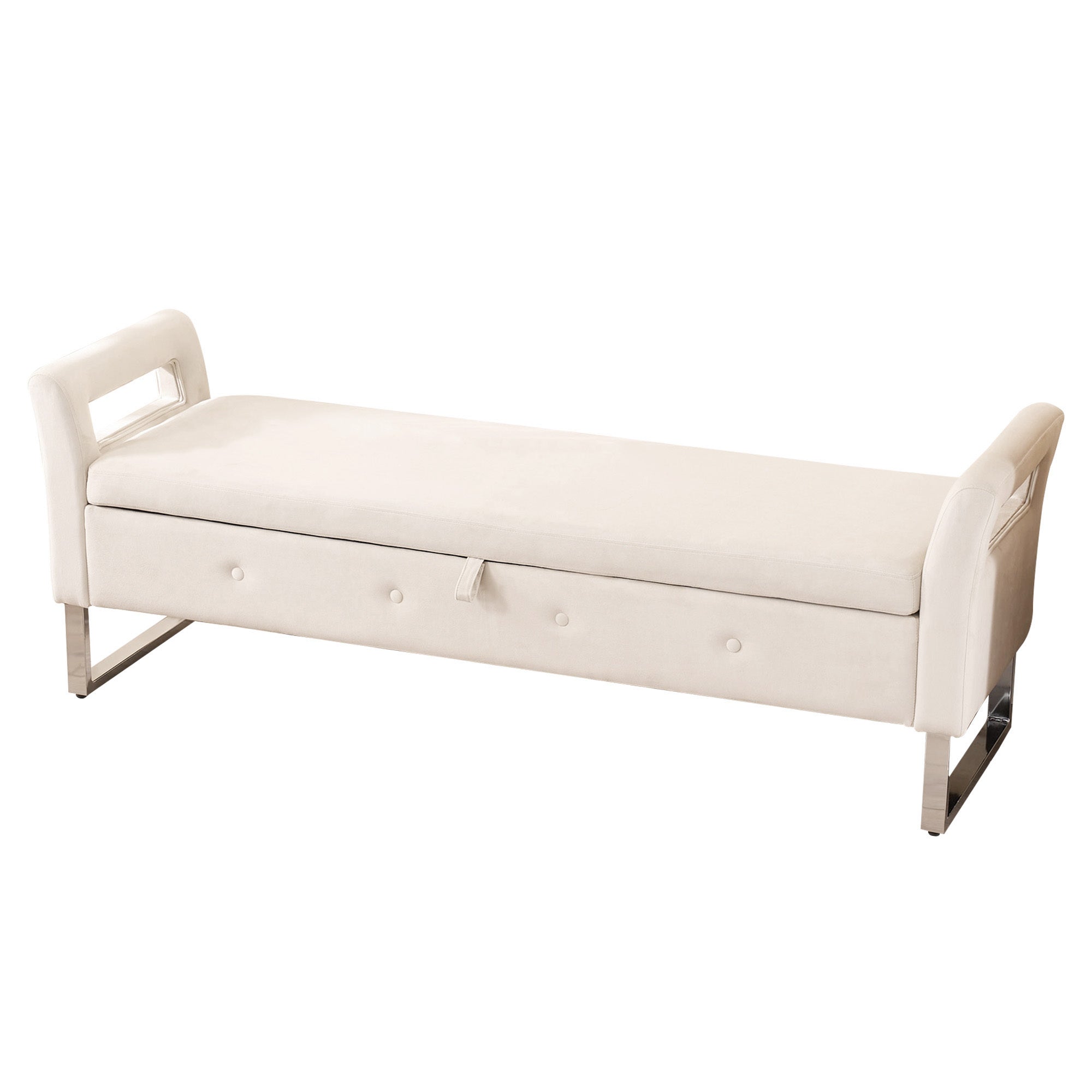 67.91' Wide Velvet Storage Soft Ottoman Bench with Armrests