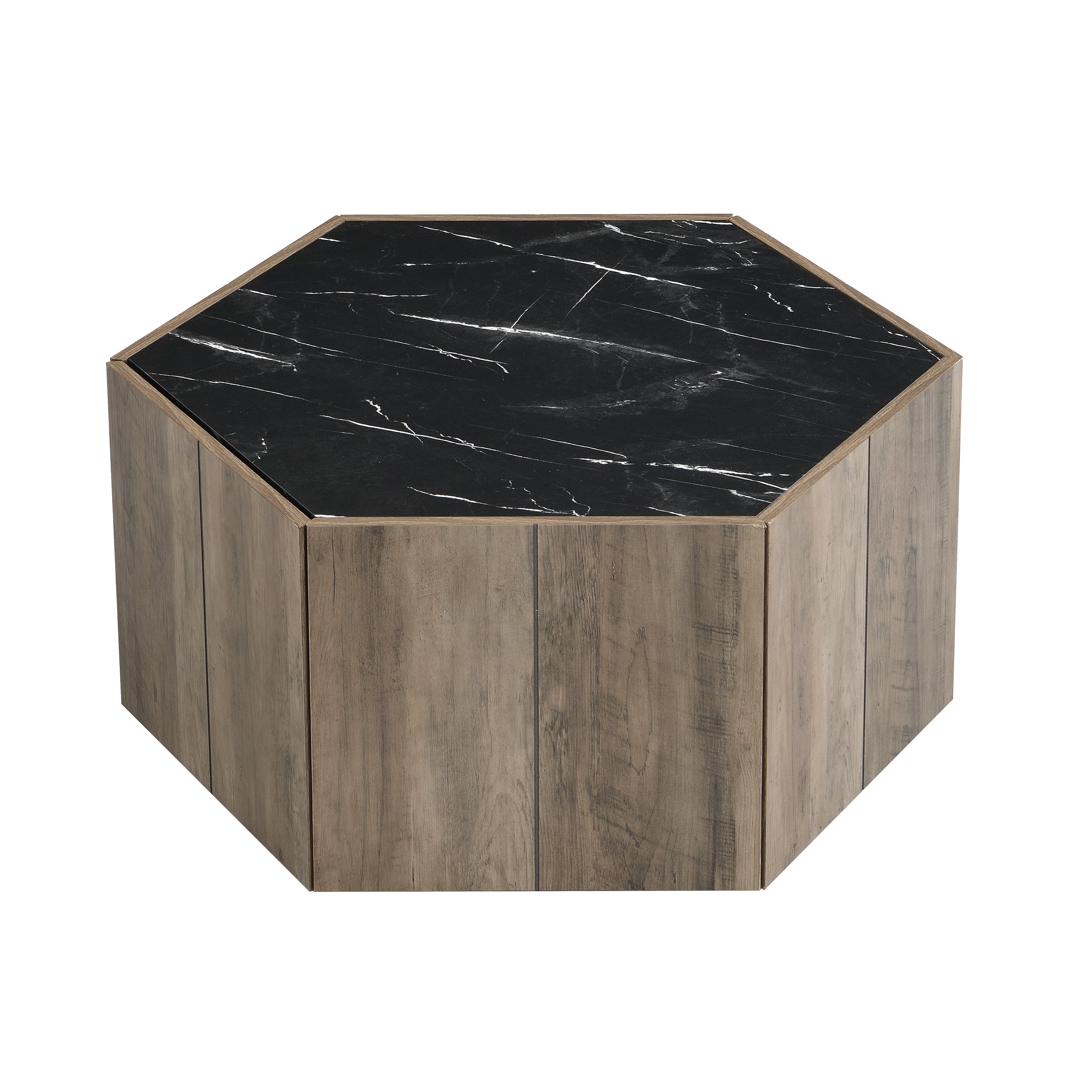 Hexagonal Rustic Retro Wood Coffee Table