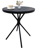 24“ Round Tempered Glass Side Table Black Iron Frame Indoor Outdoor Use