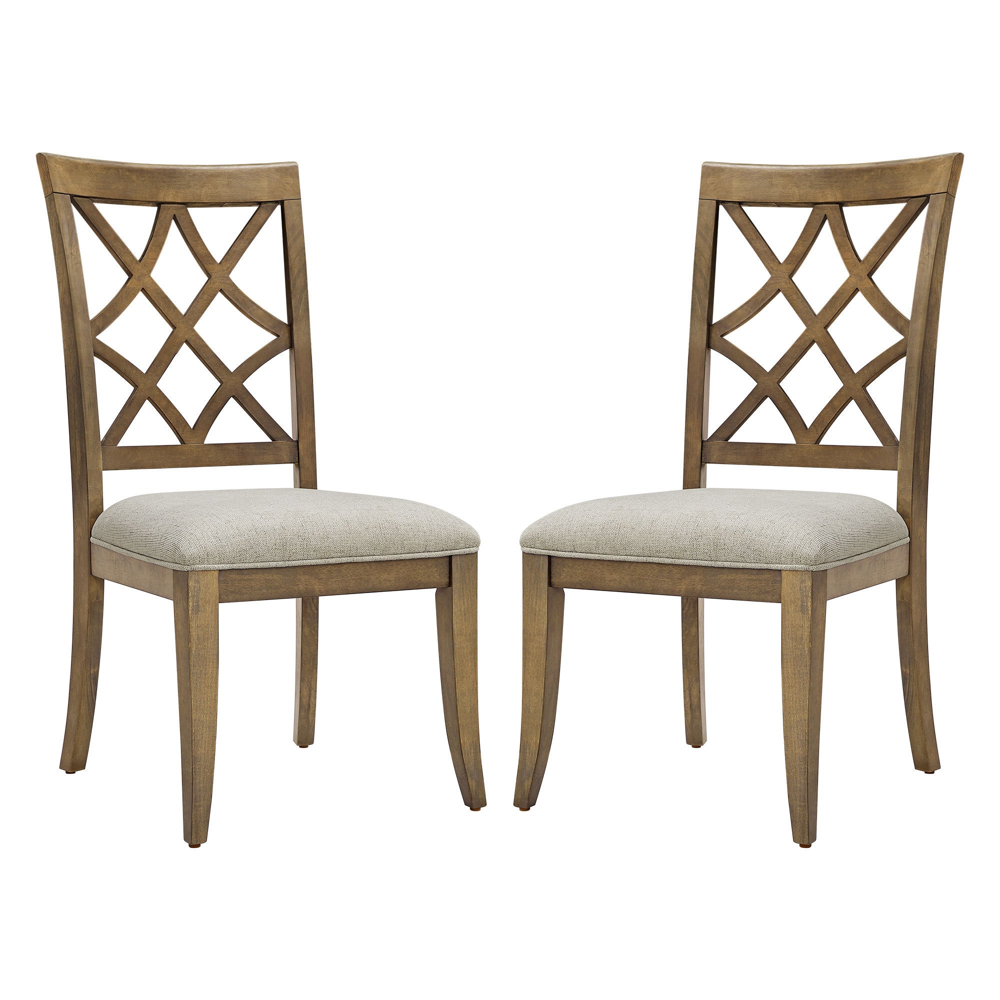 Wooden Frame Upholstered Dining Chairs (Set of 2)