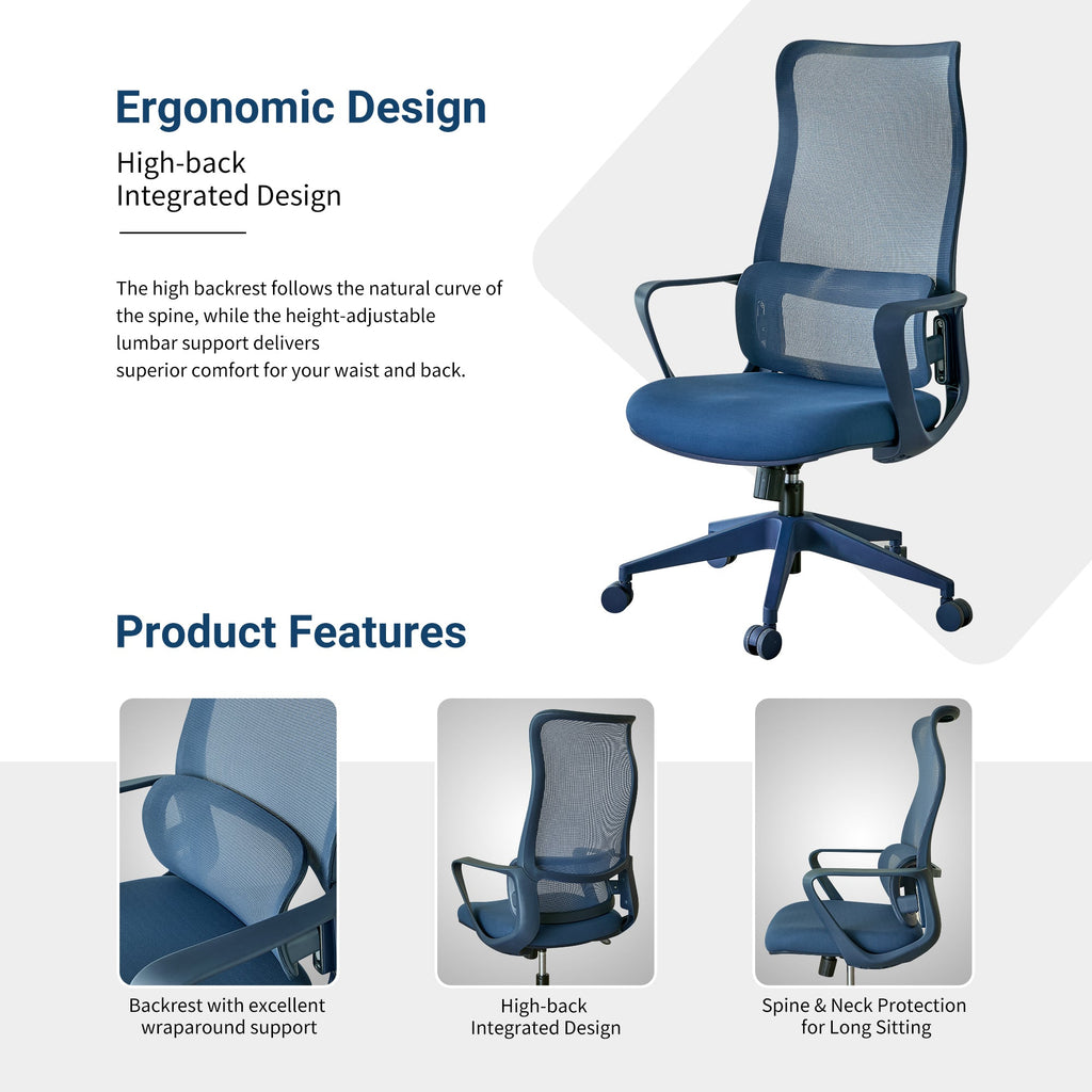 Modern Executive Office Chair with Adjustable Height Lumbar Support