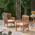 Outdoor 2PCS Acacia Wood Dining Chair Set with Cushions