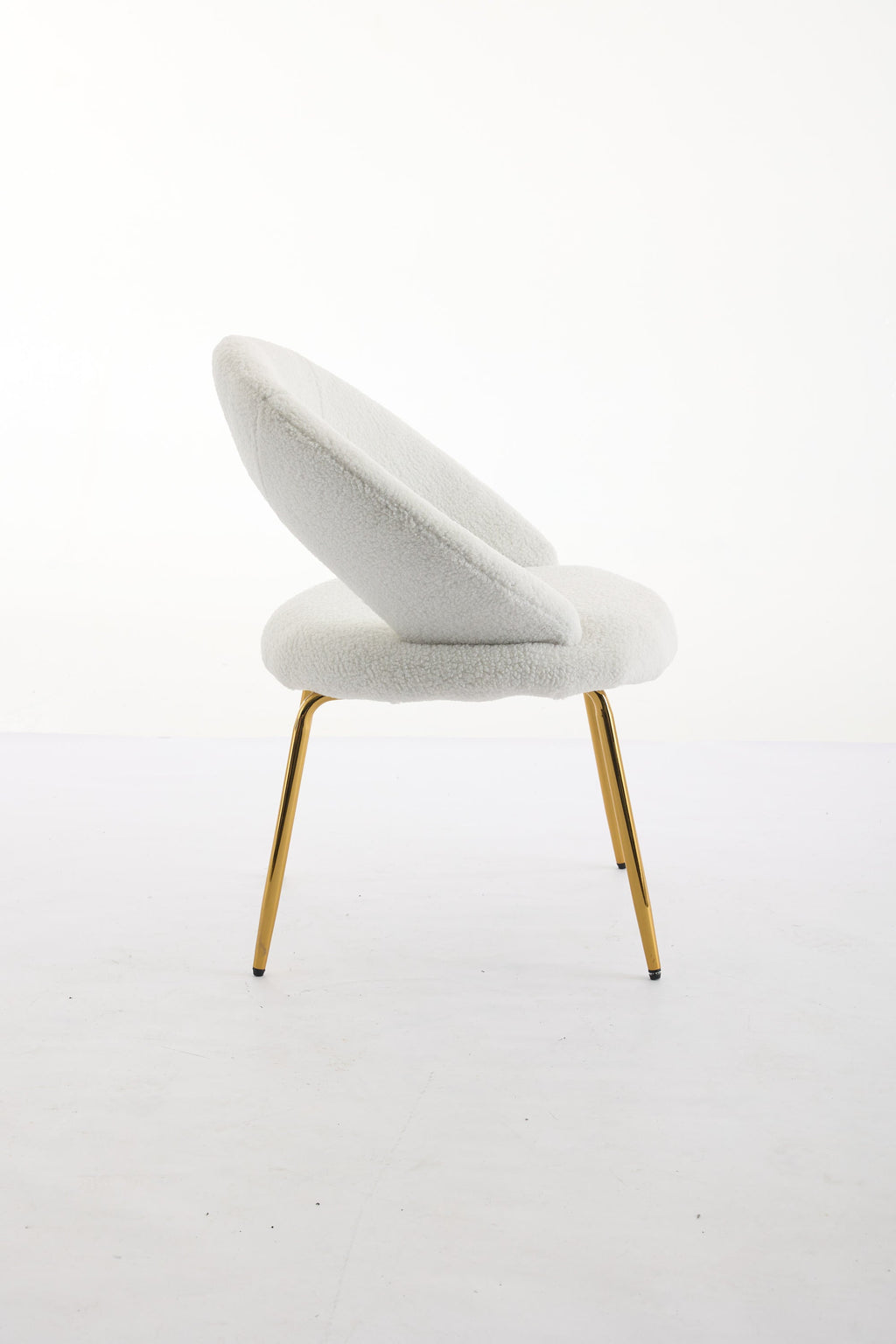 Velvet/Teddy Fabric Dining Chairs with Curved Backrest