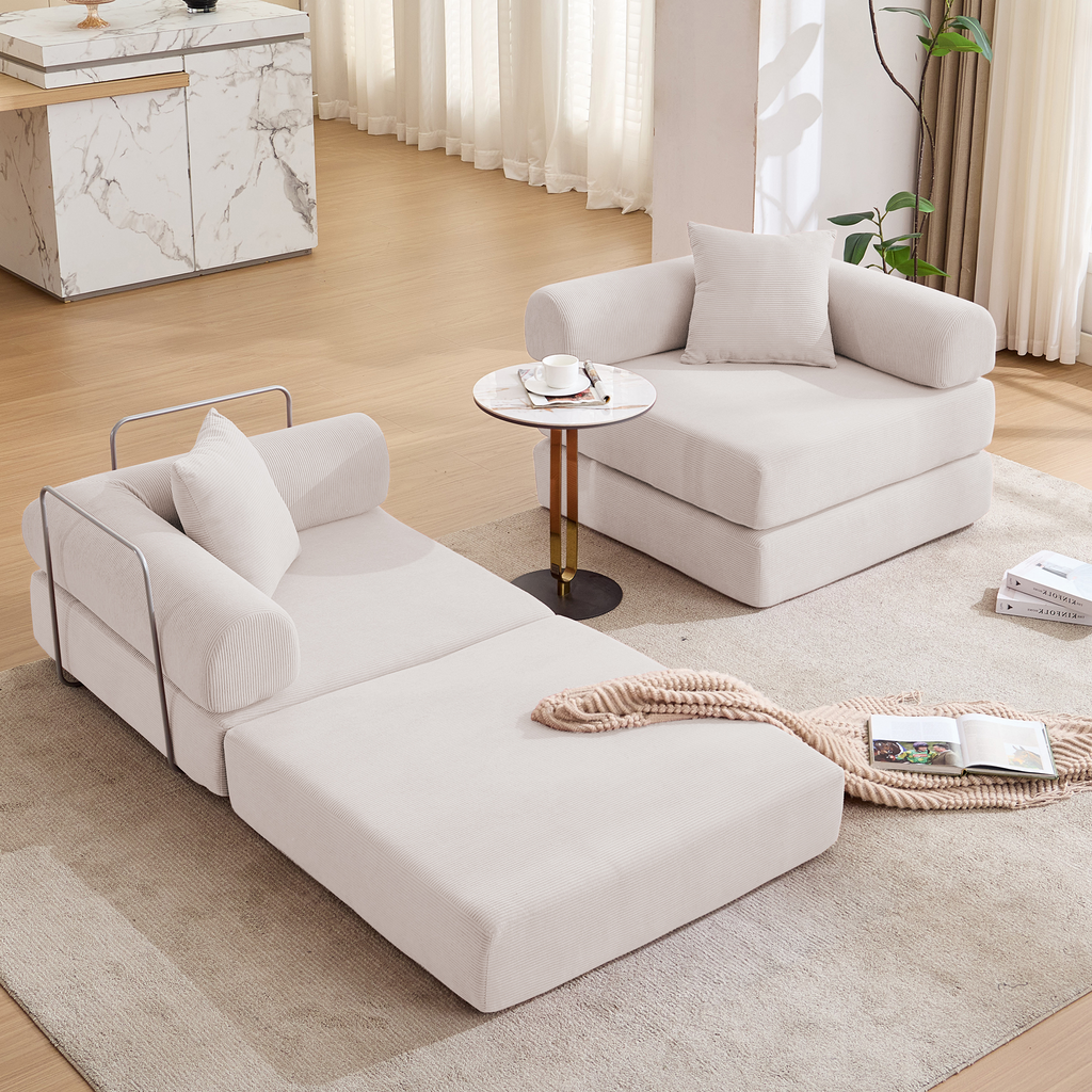 2 Seat Convertible Couch Folding Mattress Couch Sofa Bed