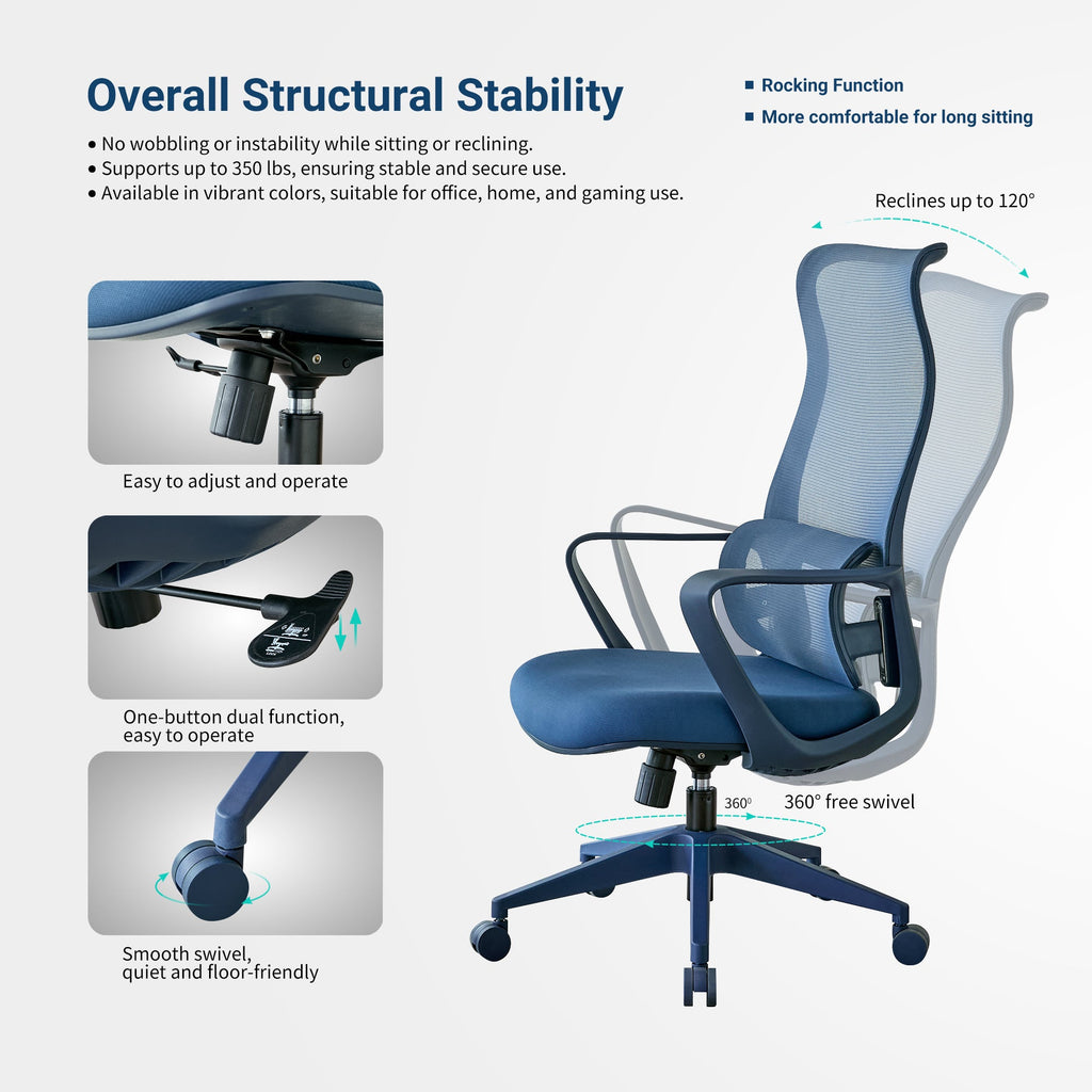 Modern Executive Office Chair with Adjustable Height Lumbar Support
