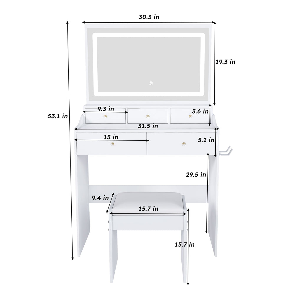 Modern Makeup Vanity Set with Power Outlet