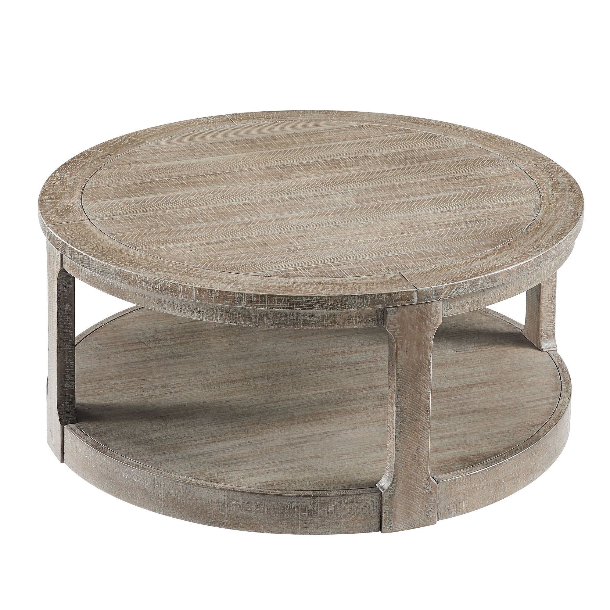 40" Large Curved 2 Tier Traditional Coffee Table with Wheels