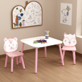 Kids 3-Piece Wooden Toddler Desk with Animal Backrest