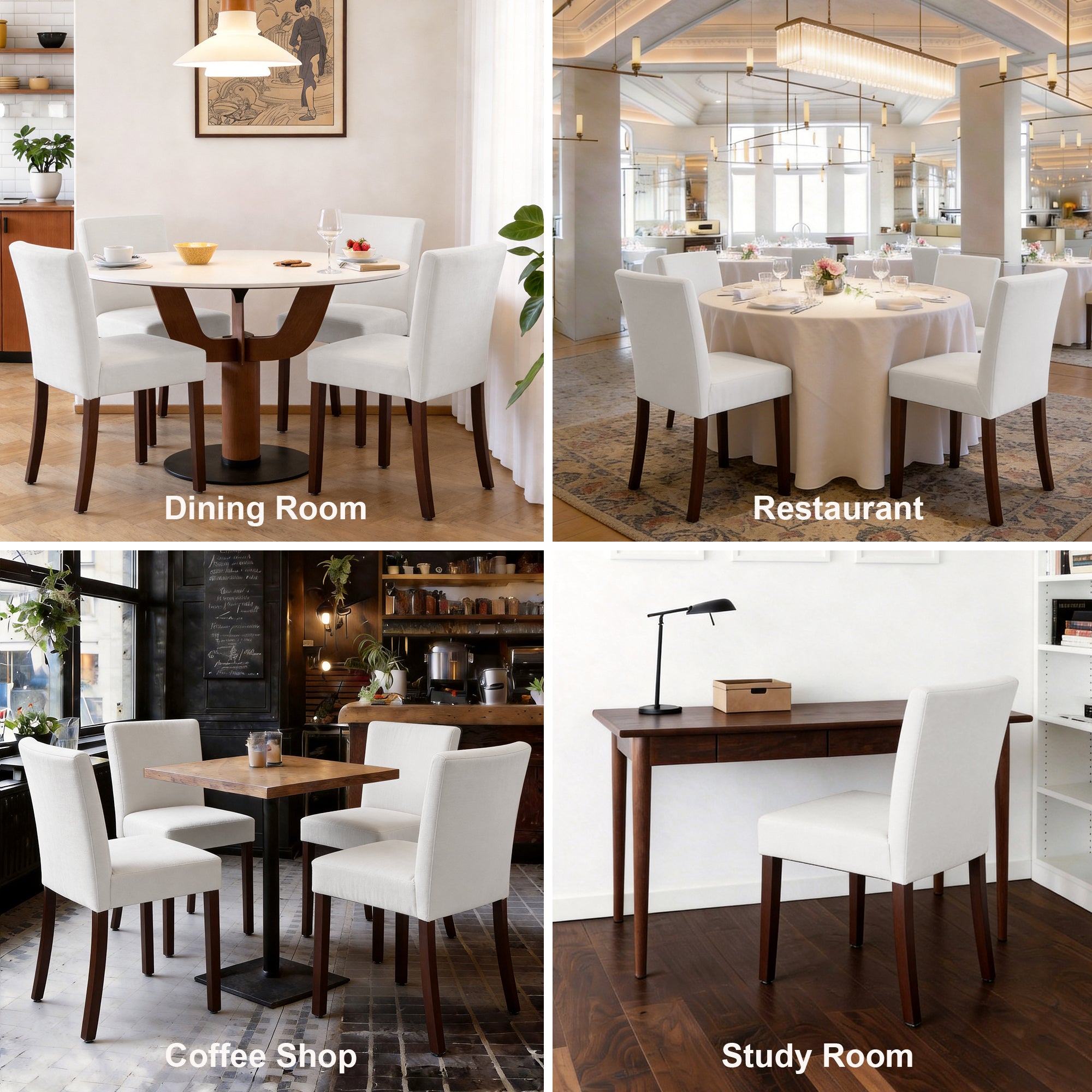 Firmoz Modern High-Back Dining Chairs with Rubberwood Legs