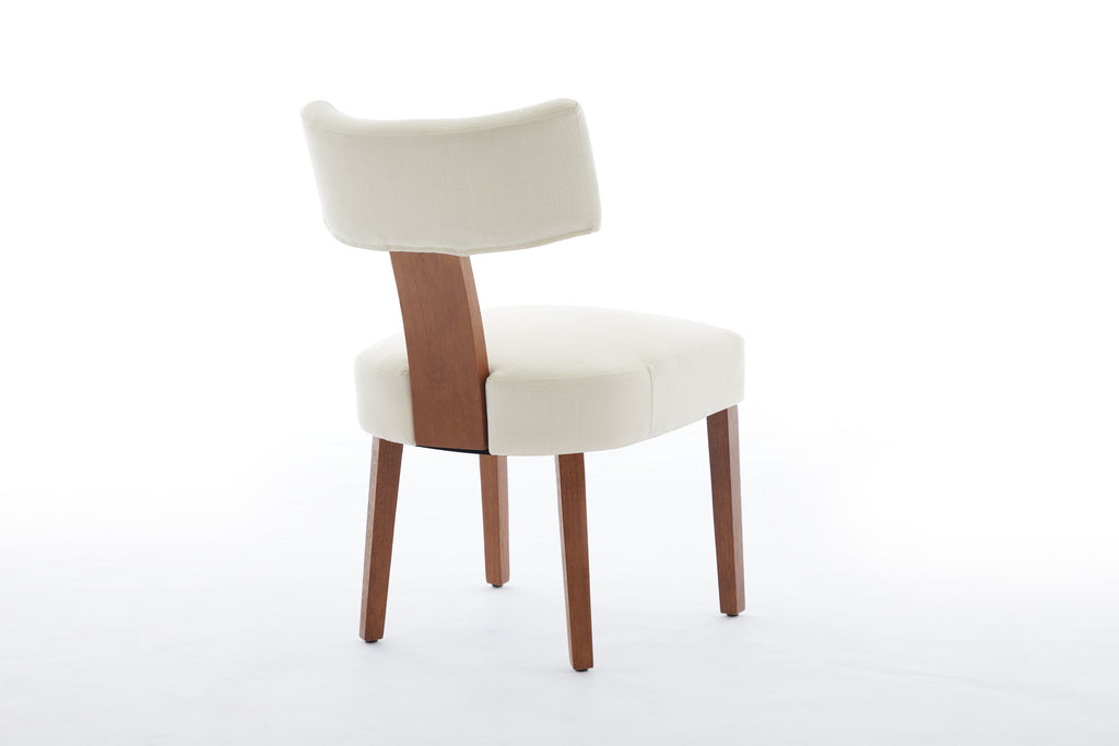 2Pcs  Modern Armless Dining Chairs With Curved Wingback and Solid Wooden Legs