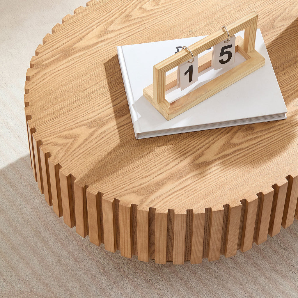 43.70 Inch Modern Handcraft Drum and Oval Coffee Table