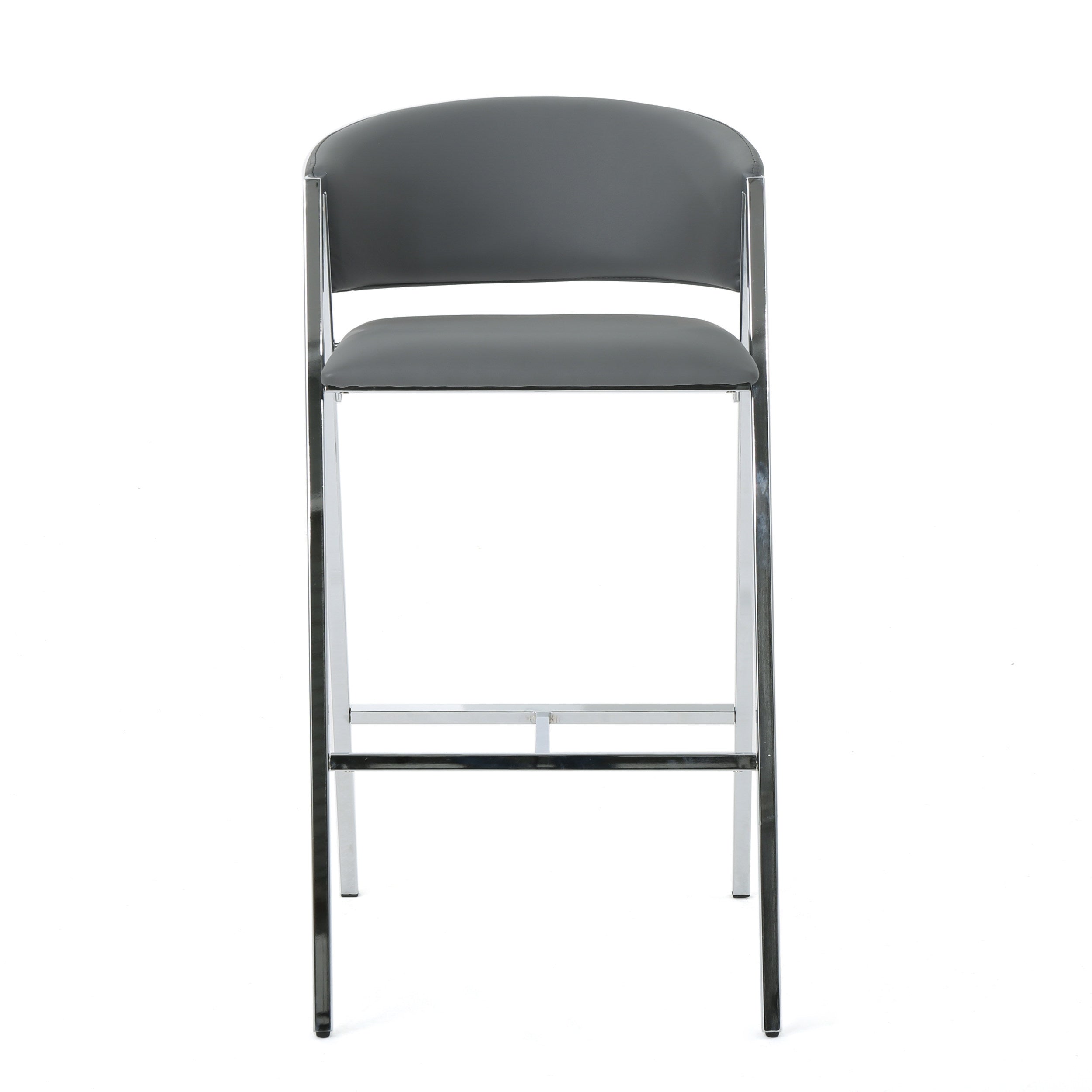 Modern PU Bar Stools with Low Back and Arms (Set of 2)