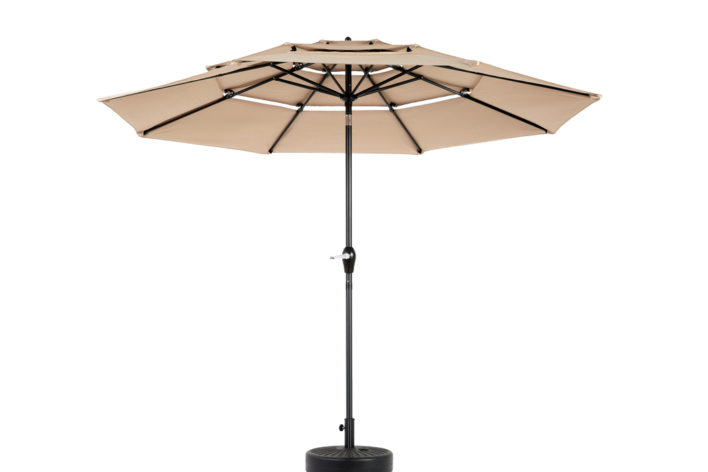 10ft 3-Tier Aluminium Patio Umbrella with Auto-Tilt (No Base)