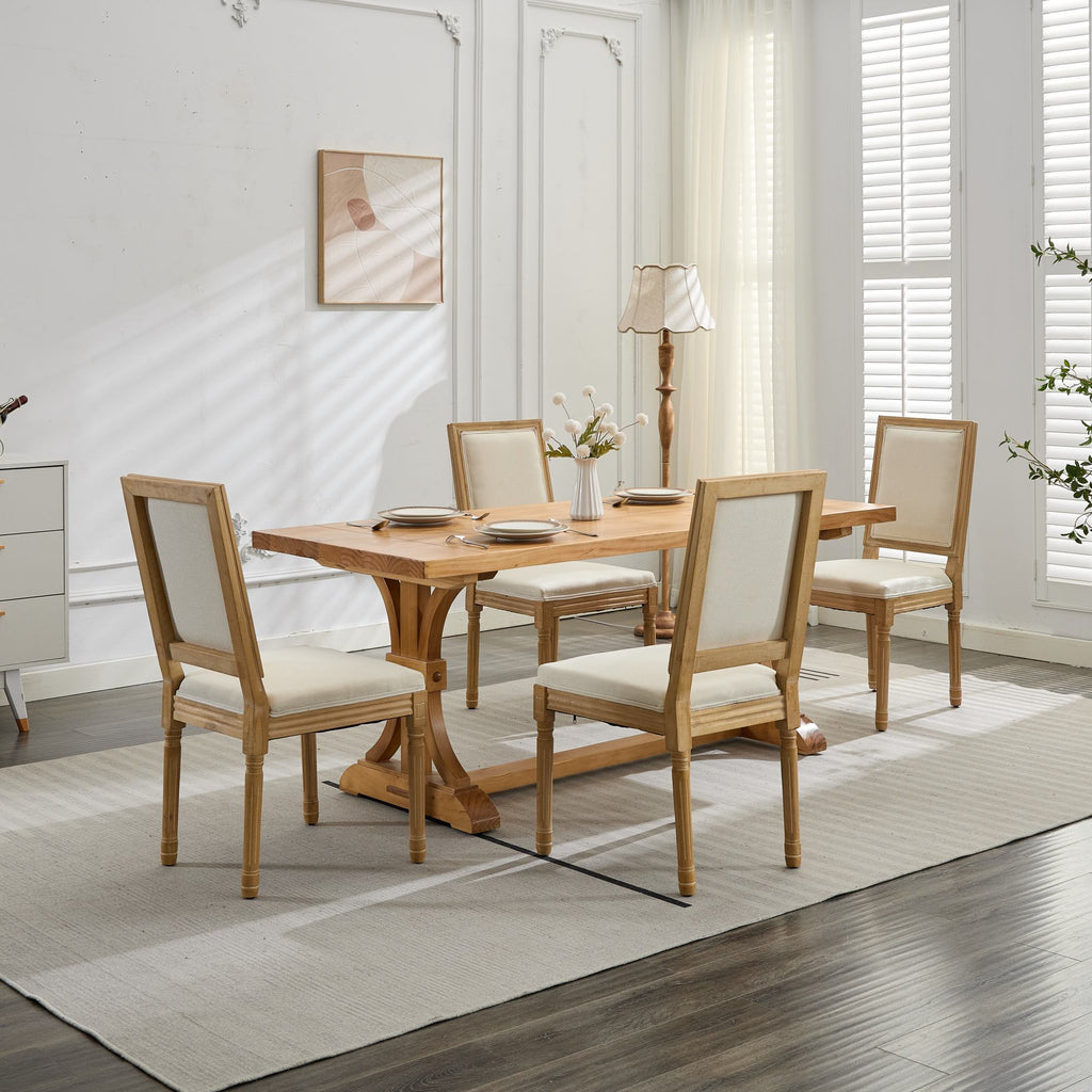 French Louis Dining Chairs with Square Backrest (Set of 2)