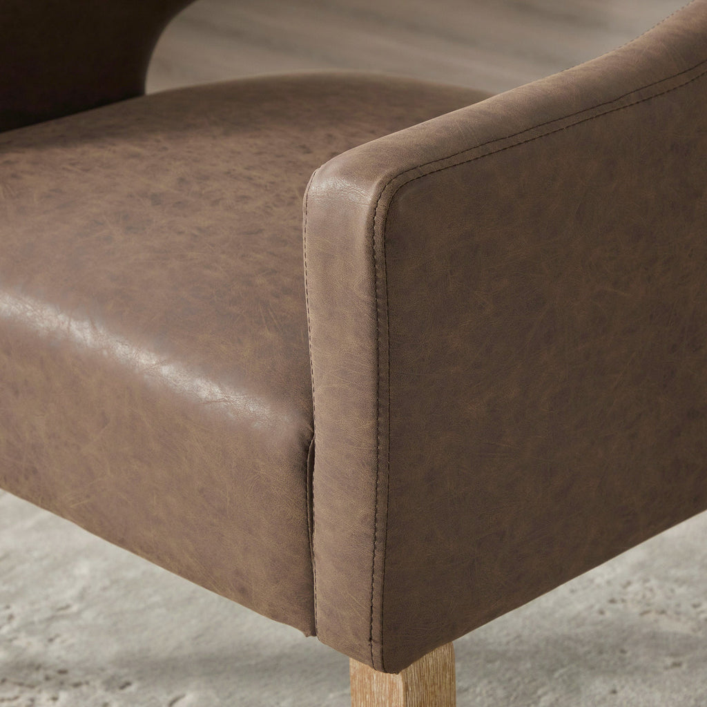 Modern Mid-Century PU Upholstered Open Back Armchair