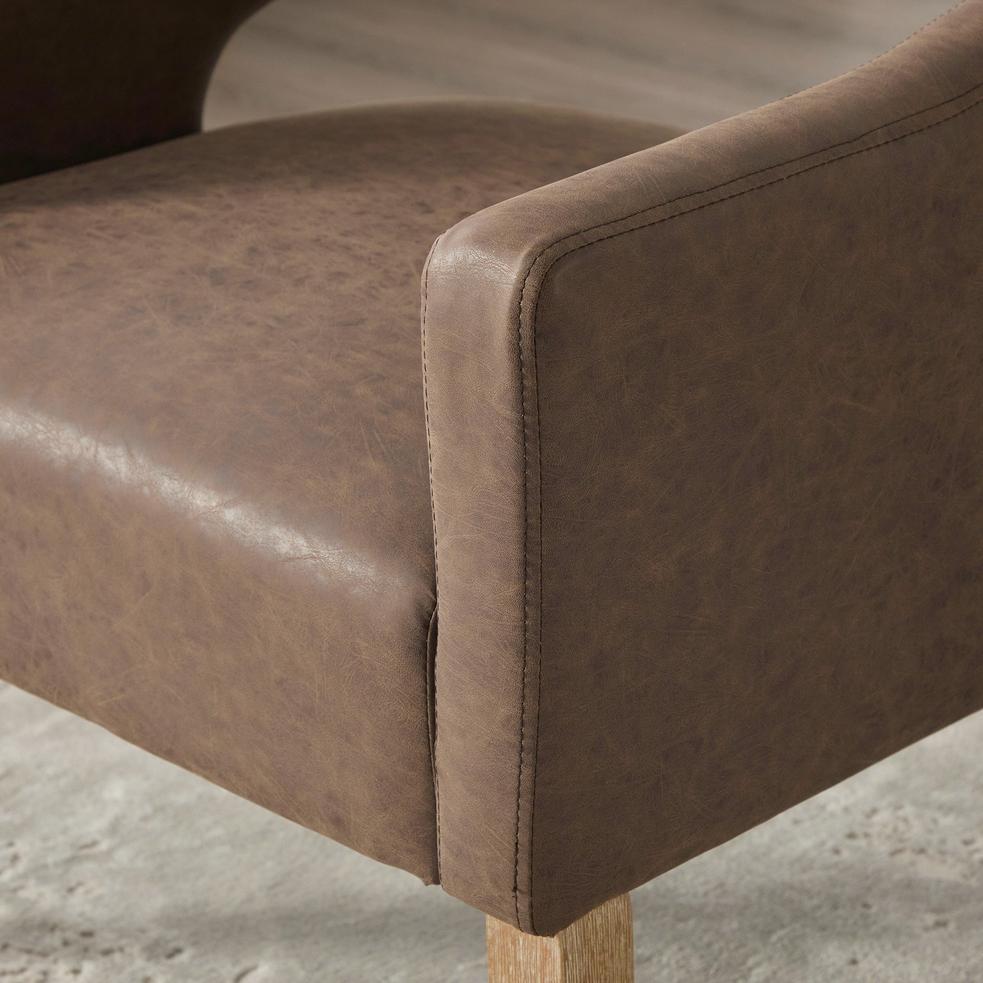 Modern Mid-Century PU Upholstered Open Back Armchair