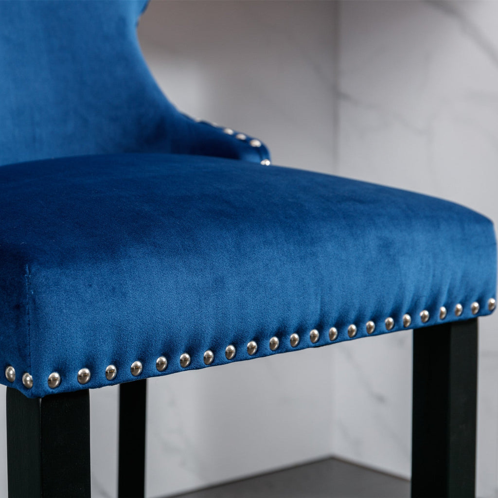 Leisure Style Velvet Upholstered Wing-Back Barstools (Set of 2)
