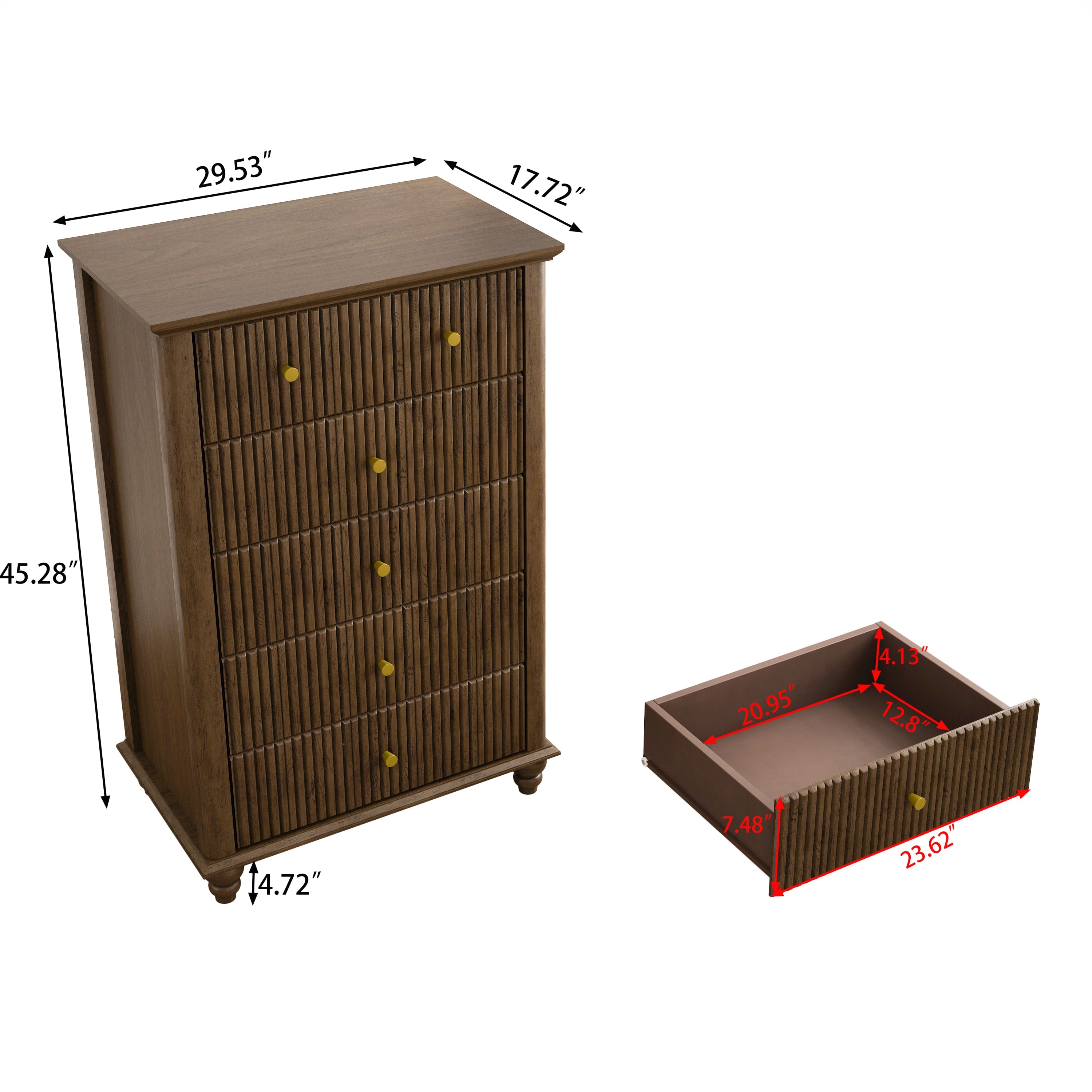 45 Inch Tall Modern Chest of Drawers