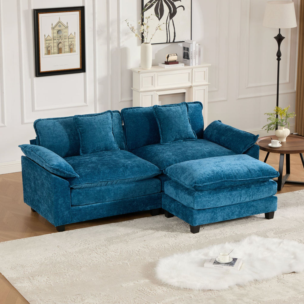 Modern Comfy Upholstered Seat Cushion Sectional Couch (Ottoman is Not Included)