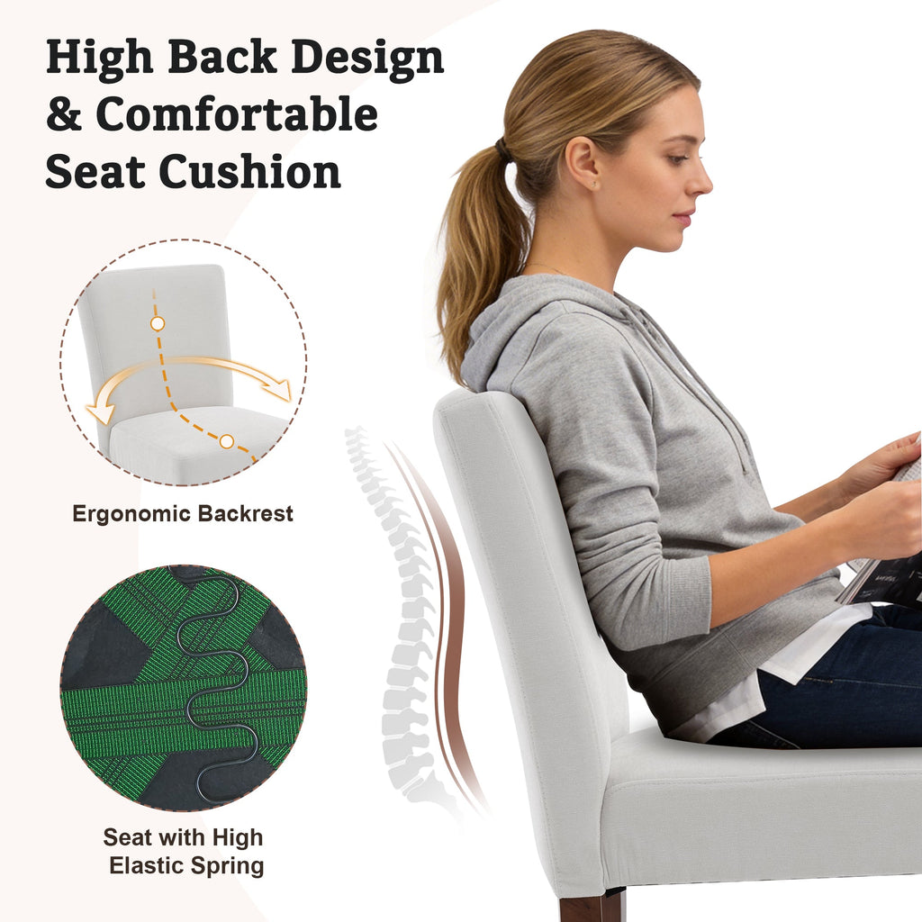 Firmoz Modern High-Back Dining Chairs with Rubberwood Legs