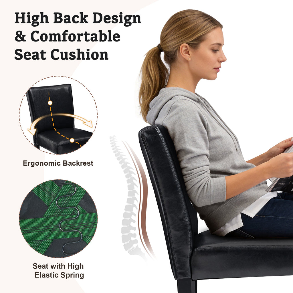 Firmoz Modern High-Back Dining Chairs with Rubberwood Legs