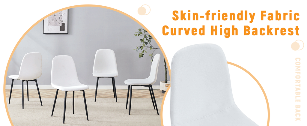 Luxury Simple Chair Black Linen Dining Chair  (Set of 4)