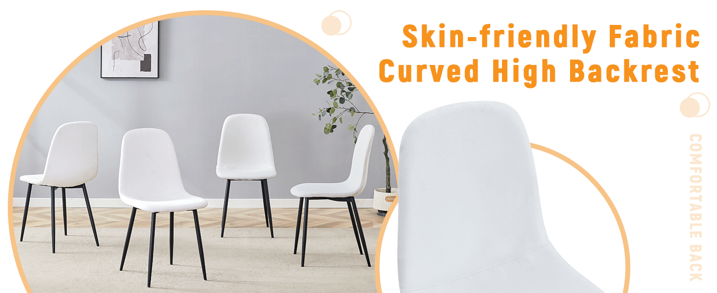 Luxury Simple Chair Black Linen Dining Chair  (Set of 4)