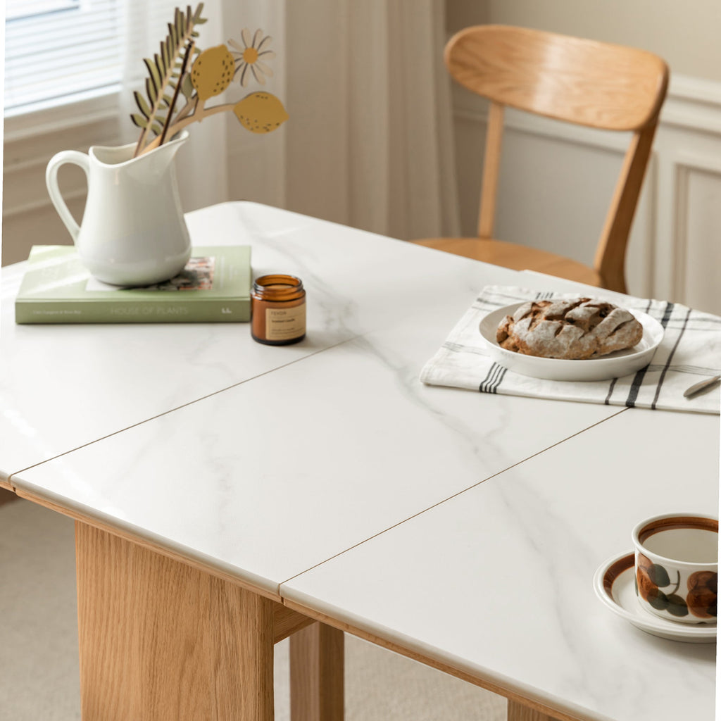 Natural Solid Oak Rock Slab Extending Dining Table