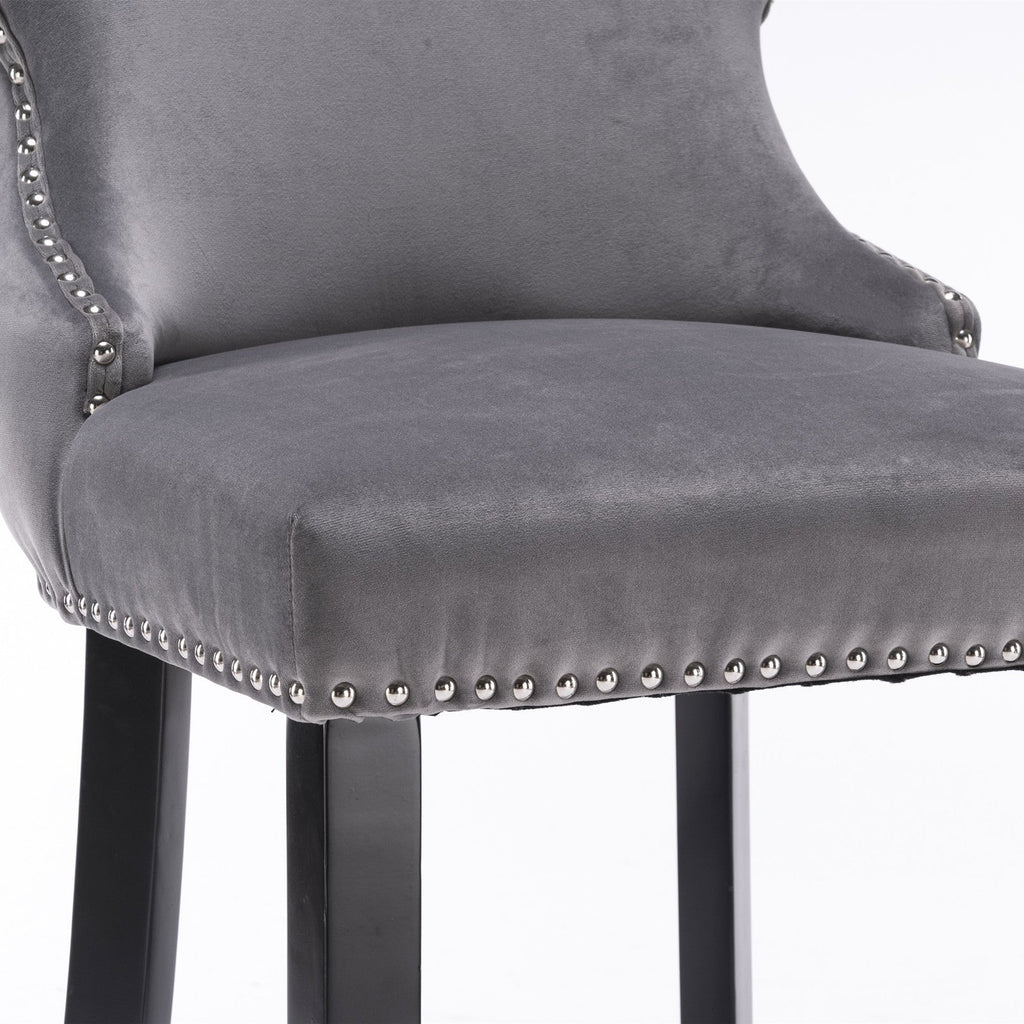 Leisure Style Velvet Upholstered Wing-Back Barstools (Set of 2)