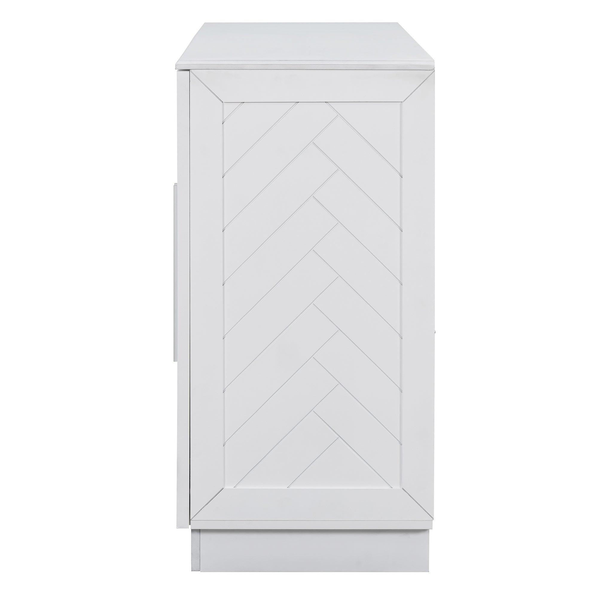 Buffet Cabinet with Adjustable Shelves and Silver Handles